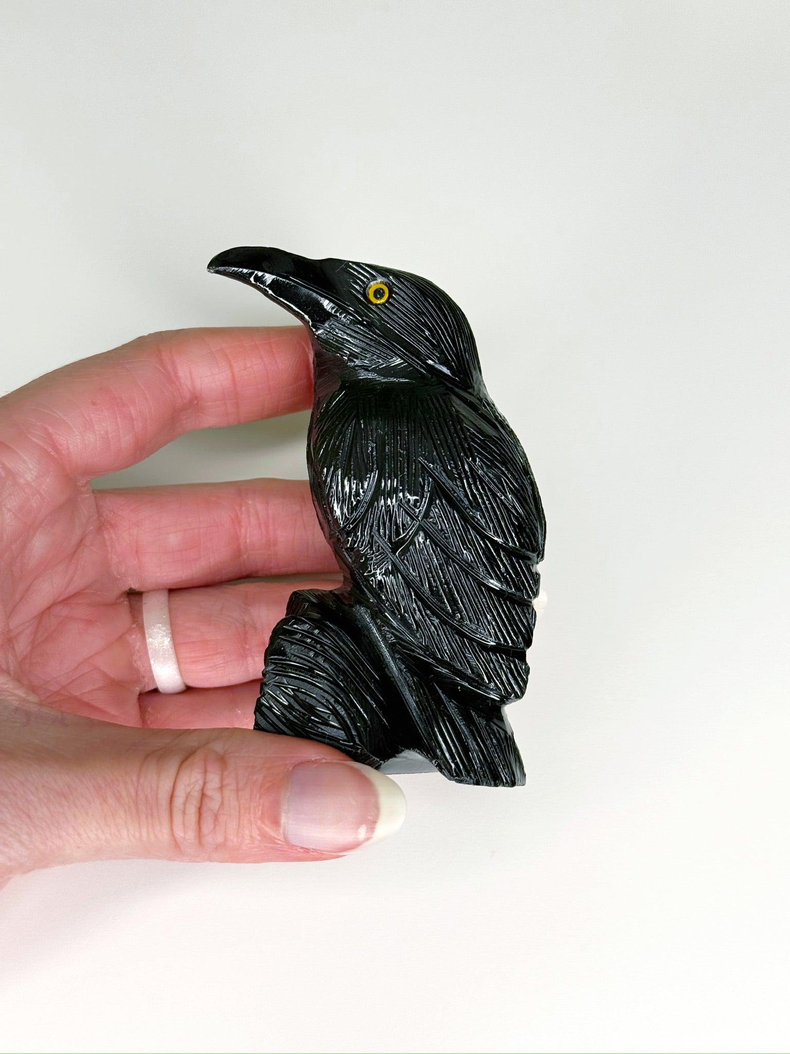 ONYX RAVEN - black onyx, crow, crystal critter, new critter drop, onyx, polished, polished stone, raven - The Mineral Maven