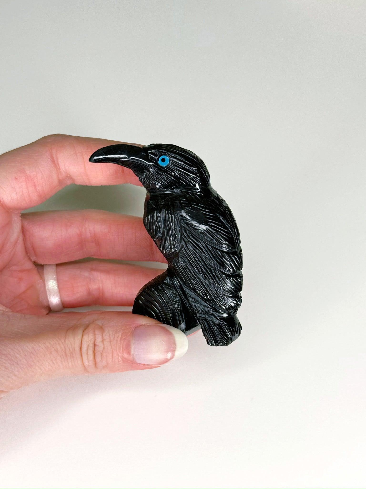 ONYX RAVEN - black onyx, crow, crystal critter, new critter drop, onyx, polished, polished stone, raven - The Mineral Maven