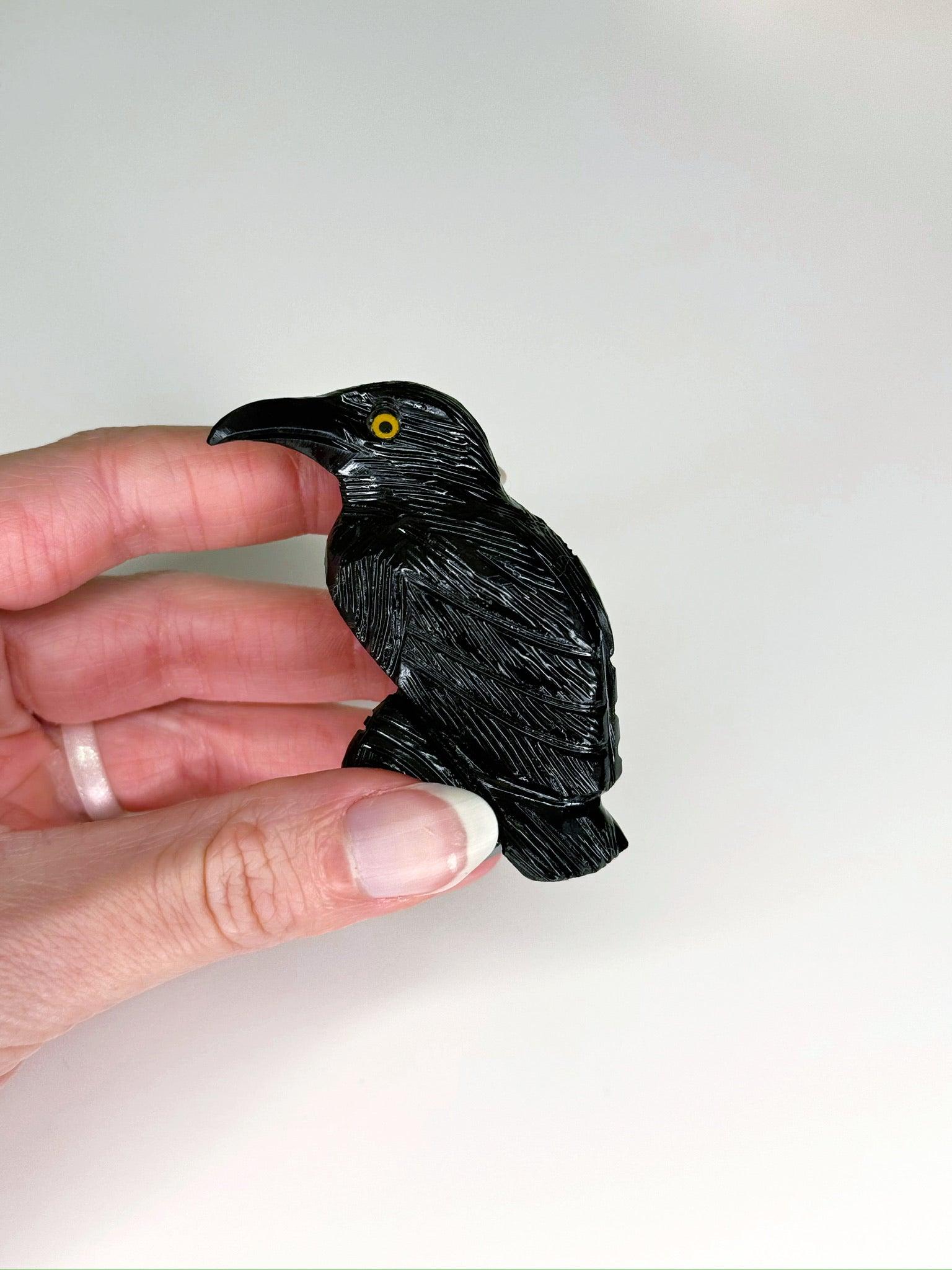ONYX RAVEN - black onyx, crow, crystal critter, new critter drop, onyx, polished, polished stone, raven - The Mineral Maven