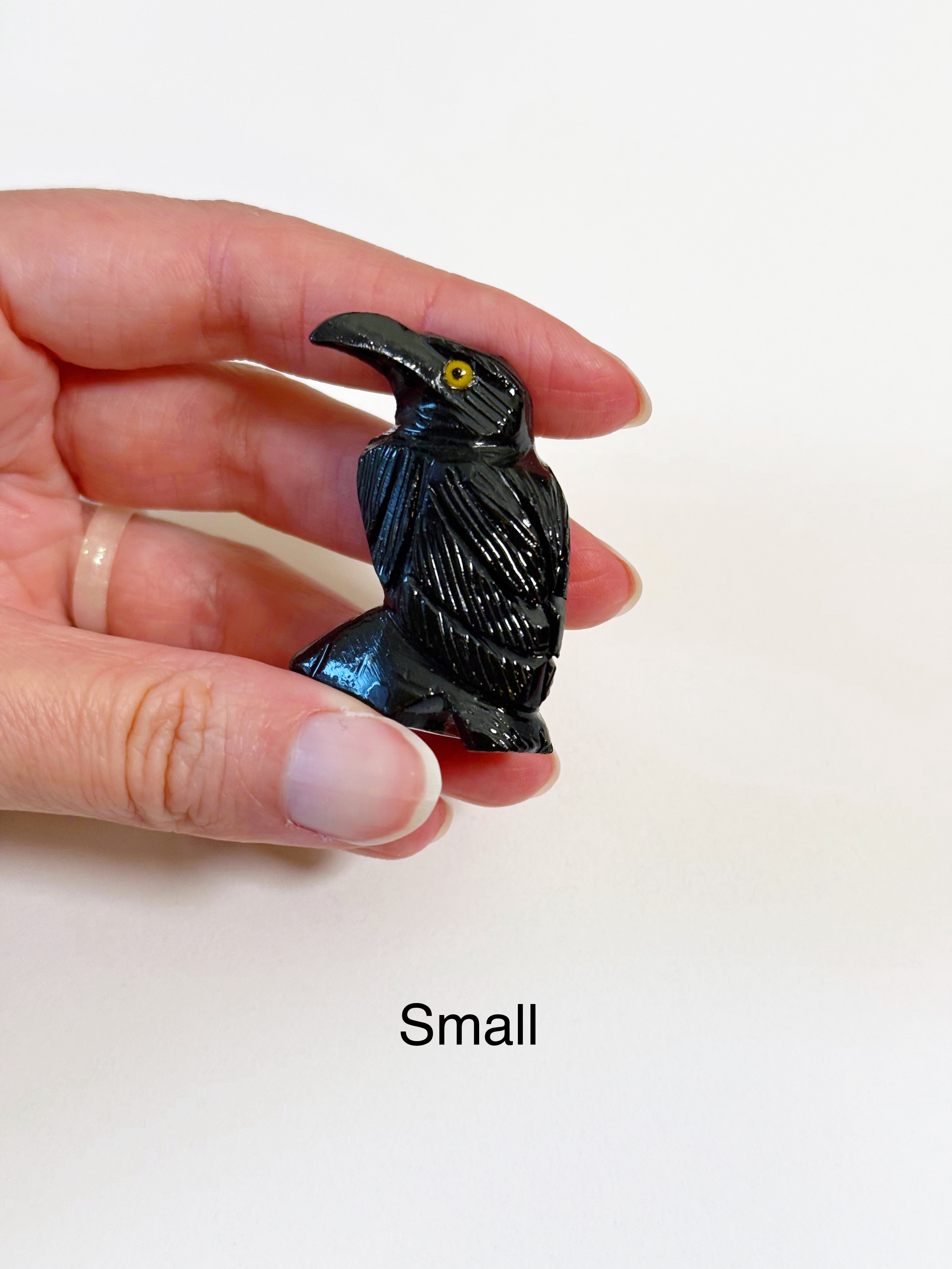 ONYX RAVEN - black onyx, crow, crystal critter, new critter drop, onyx, polished, polished stone, raven - The Mineral Maven
