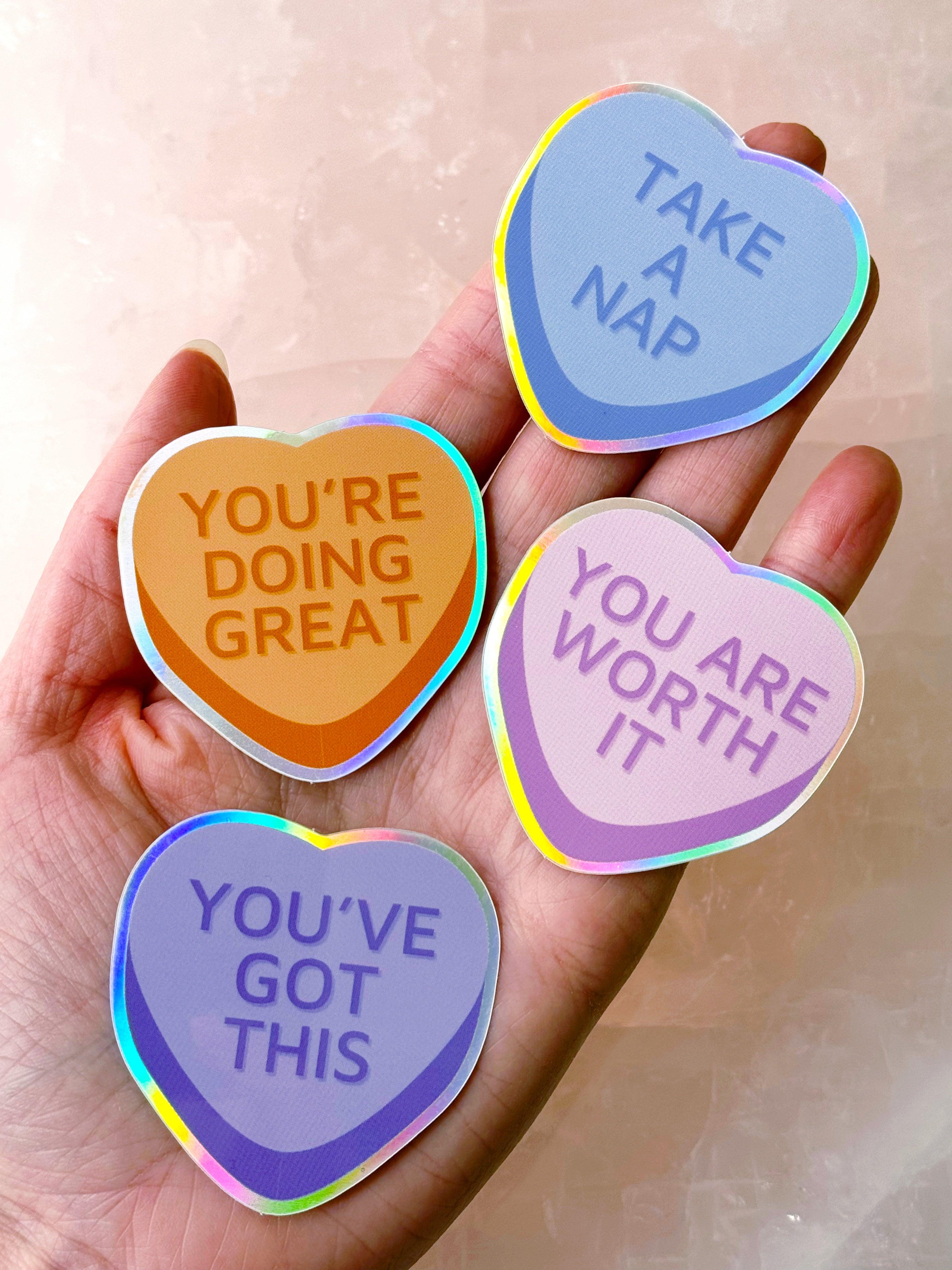 OOPS HEART STICKER 4-PACK *DISCOUNTED* - Black Friday sale, energy tool, heart sticker, merch, sticker, valentines vibes - The Mineral Maven