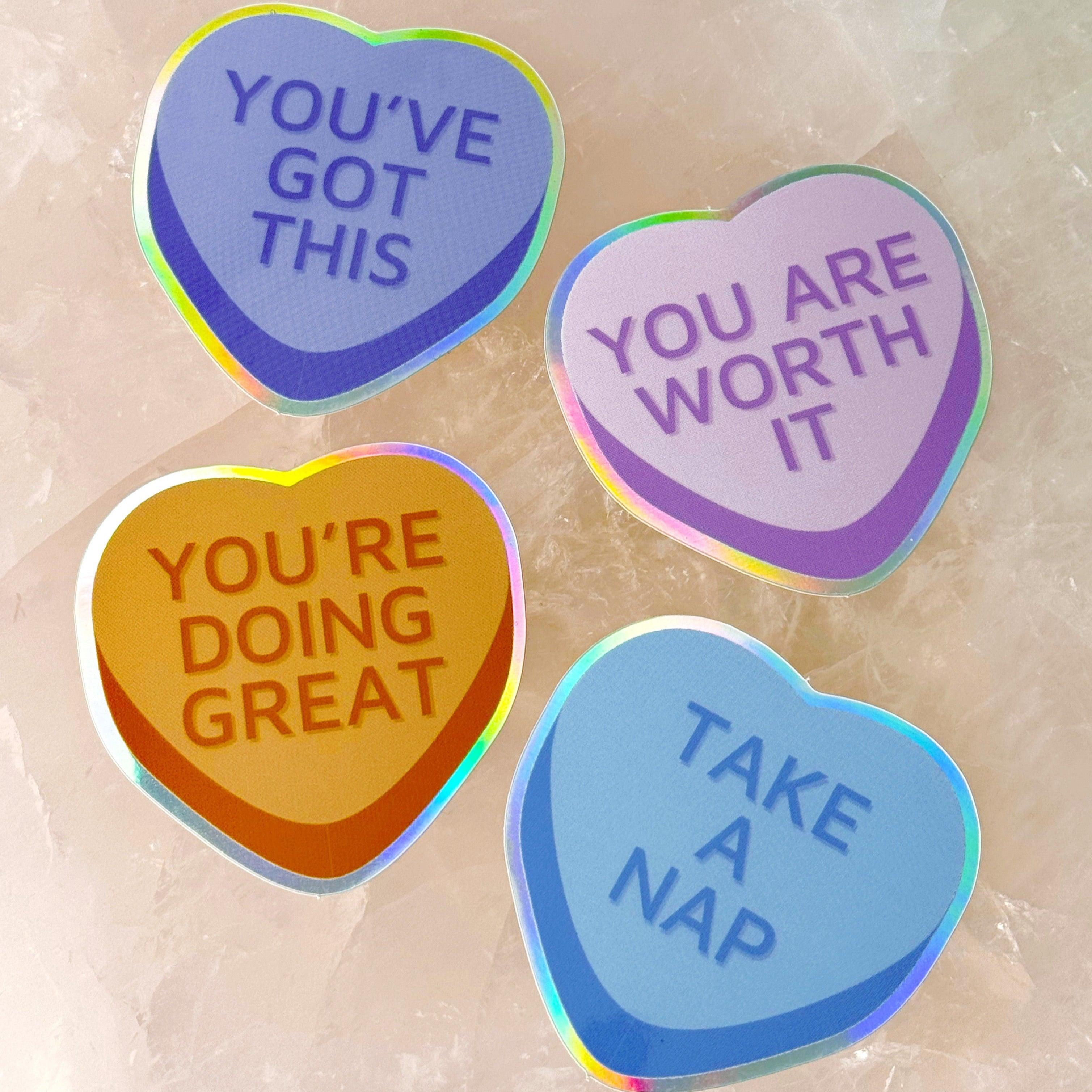 OOPS HEART STICKER 4-PACK *DISCOUNTED* - Black Friday sale, energy tool, heart sticker, merch, sticker, valentines vibes - The Mineral Maven