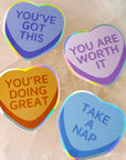 OOPS HEART STICKER 4-PACK *DISCOUNTED* - energy tool, merch, sticker, valentines vibes - The Mineral Maven
