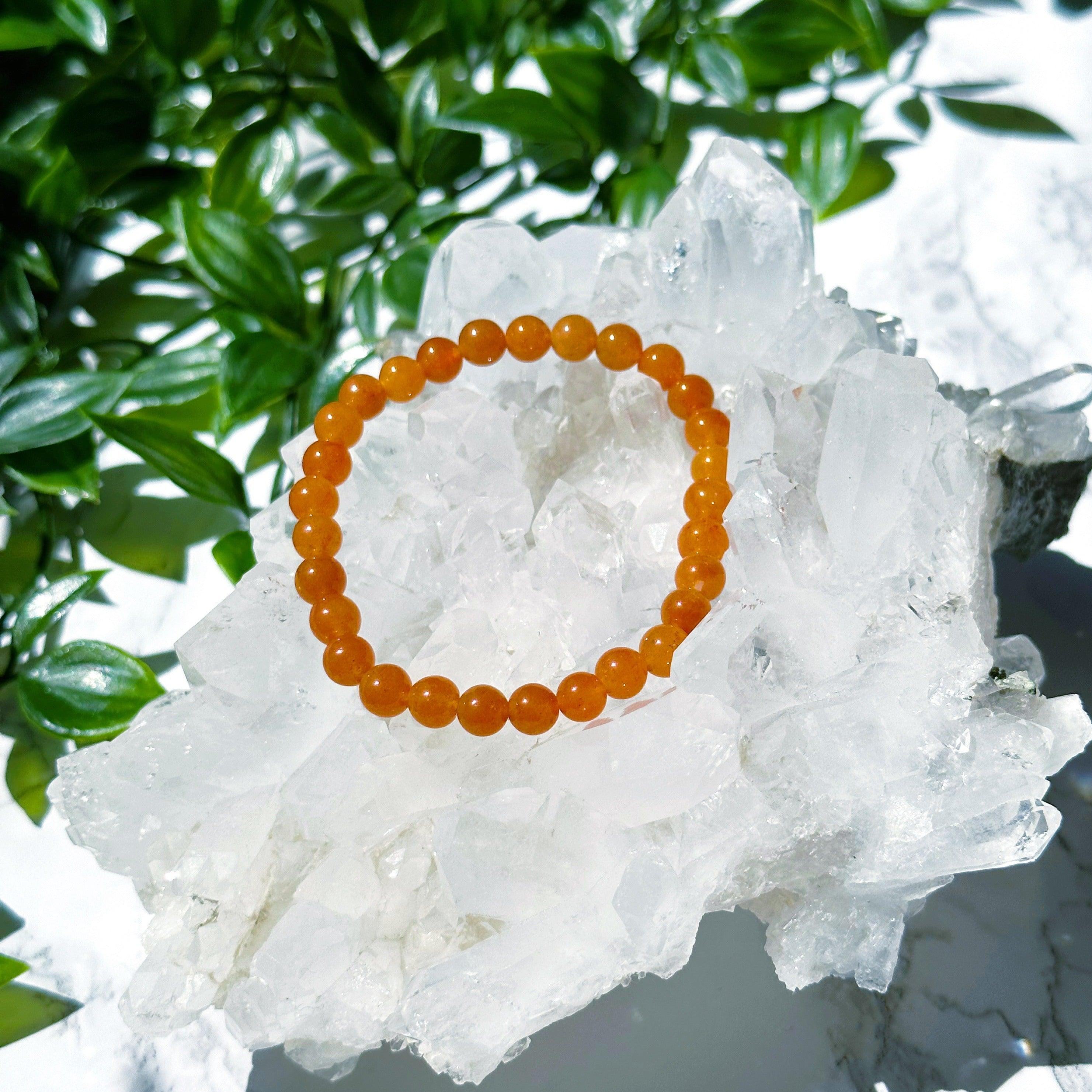 ORANGE AVENTURINE 6mm - HANDMADE CRYSTAL BRACELET - 6mm, april astro, bracelet, career, crystal bracelet, fall-o-ween, fall-o-ween bracelets, fertility, fire, handmade bracelet, jewelry, market bracelet, Orange, orange aventurine, recently added, Wearable - The Mineral Maven