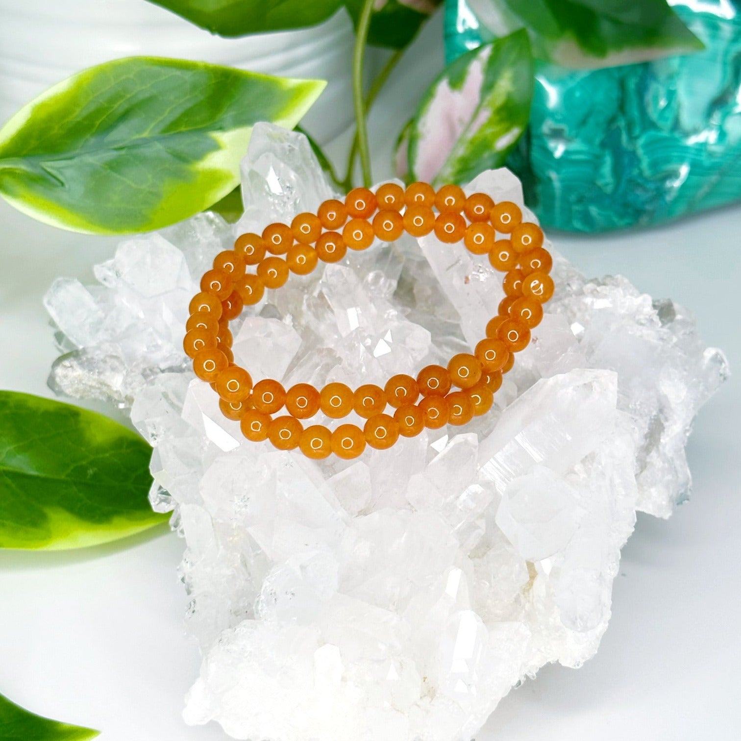 ORANGE AVENTURINE 6mm - HANDMADE CRYSTAL BRACELET - 6mm, bracelet, career, crystal bracelet, fertility, fire, handmade bracelet, jewelry, June 2025 inventory check, market bracelet, Orange, orange aventurine, Wearable - The Mineral Maven