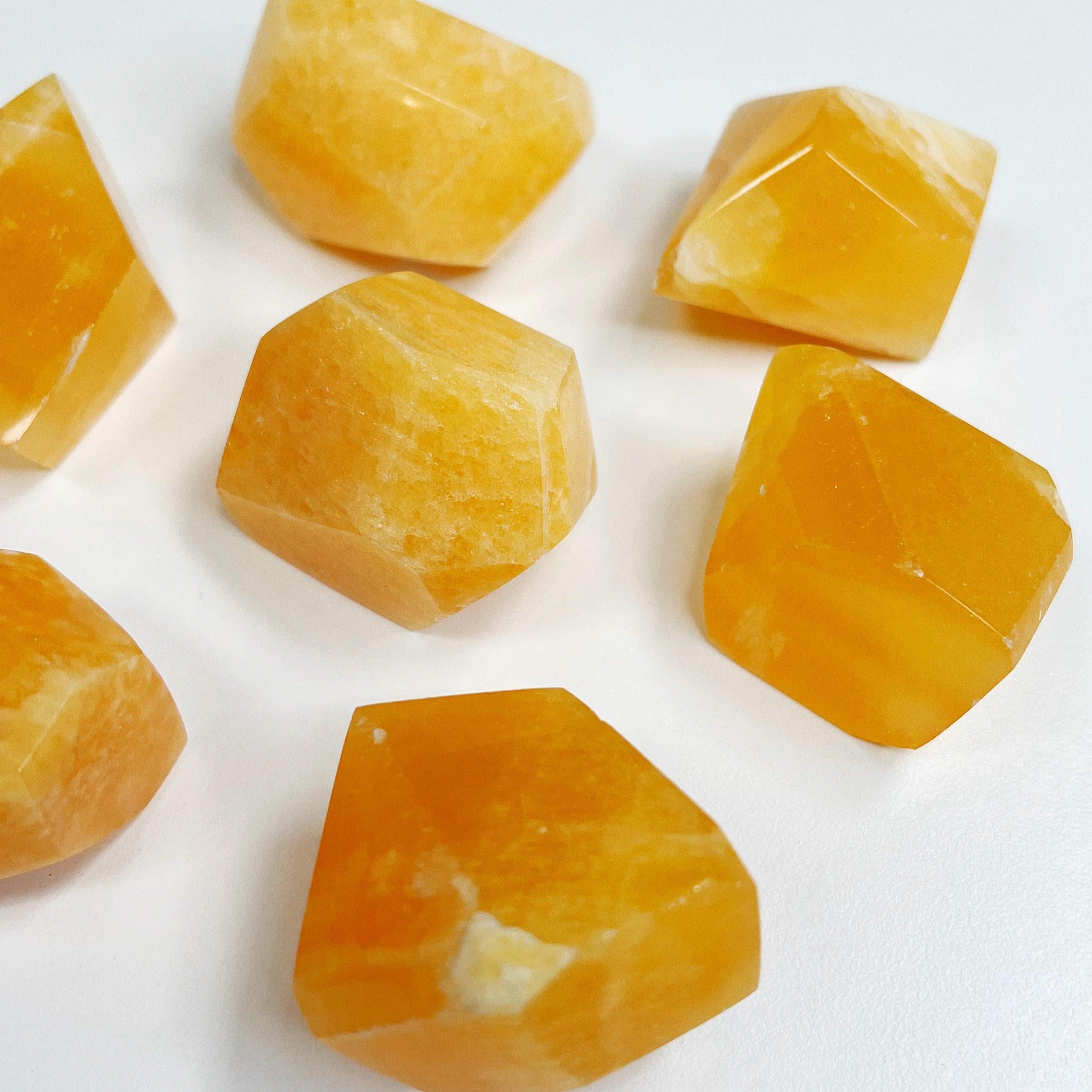 ORANGE CALCITE &quot;GEM&quot; SHAPE - 33 bday, calcite, holiday sale, new year new crystals, orange calcite, polished stone, recently added - The Mineral Maven