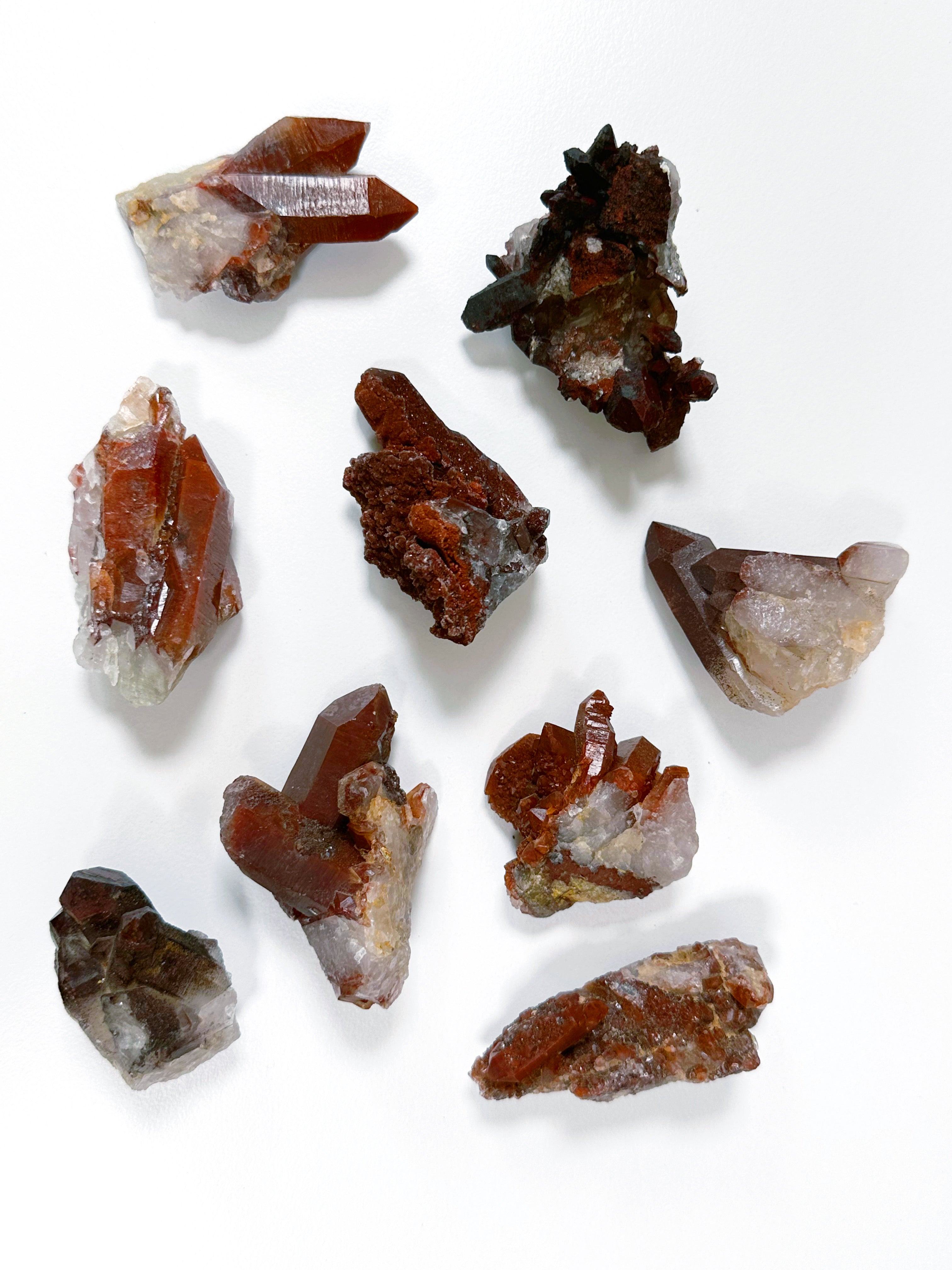 'OXBLOOD' HEMATITE IN QUARTZ CLUSTER - hematite, hematite in quartz, hematoid quartz, oxblood hematite in quartz, quartz cluster, raw crystal, raw point, raw stone, recently added, rough crystal, Rough Stone - The Mineral Maven