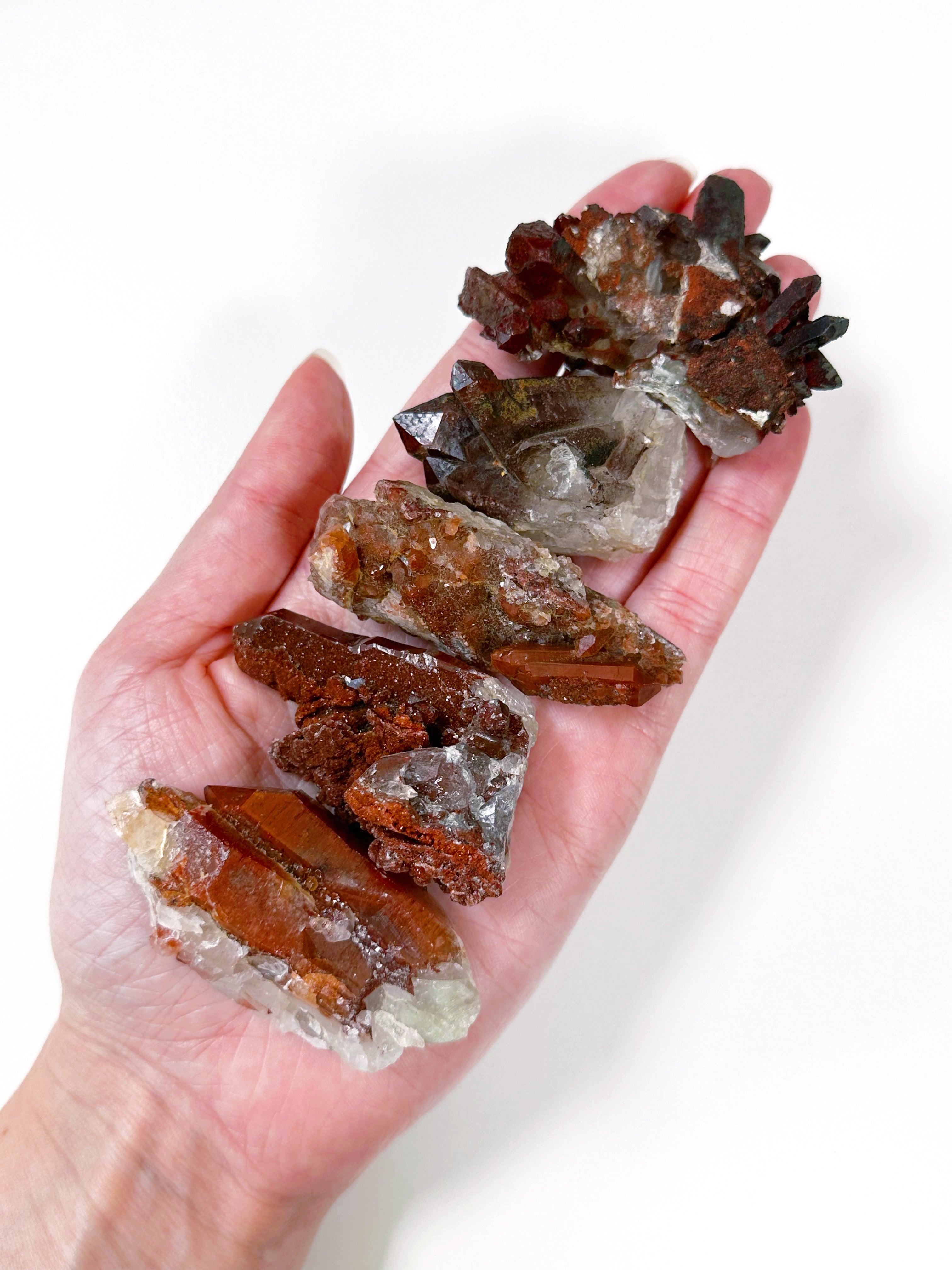 'OXBLOOD' HEMATITE IN QUARTZ CLUSTER - hematite, hematite in quartz, hematoid quartz, oxblood hematite in quartz, quartz cluster, raw crystal, raw point, raw stone, recently added, rough crystal, Rough Stone - The Mineral Maven