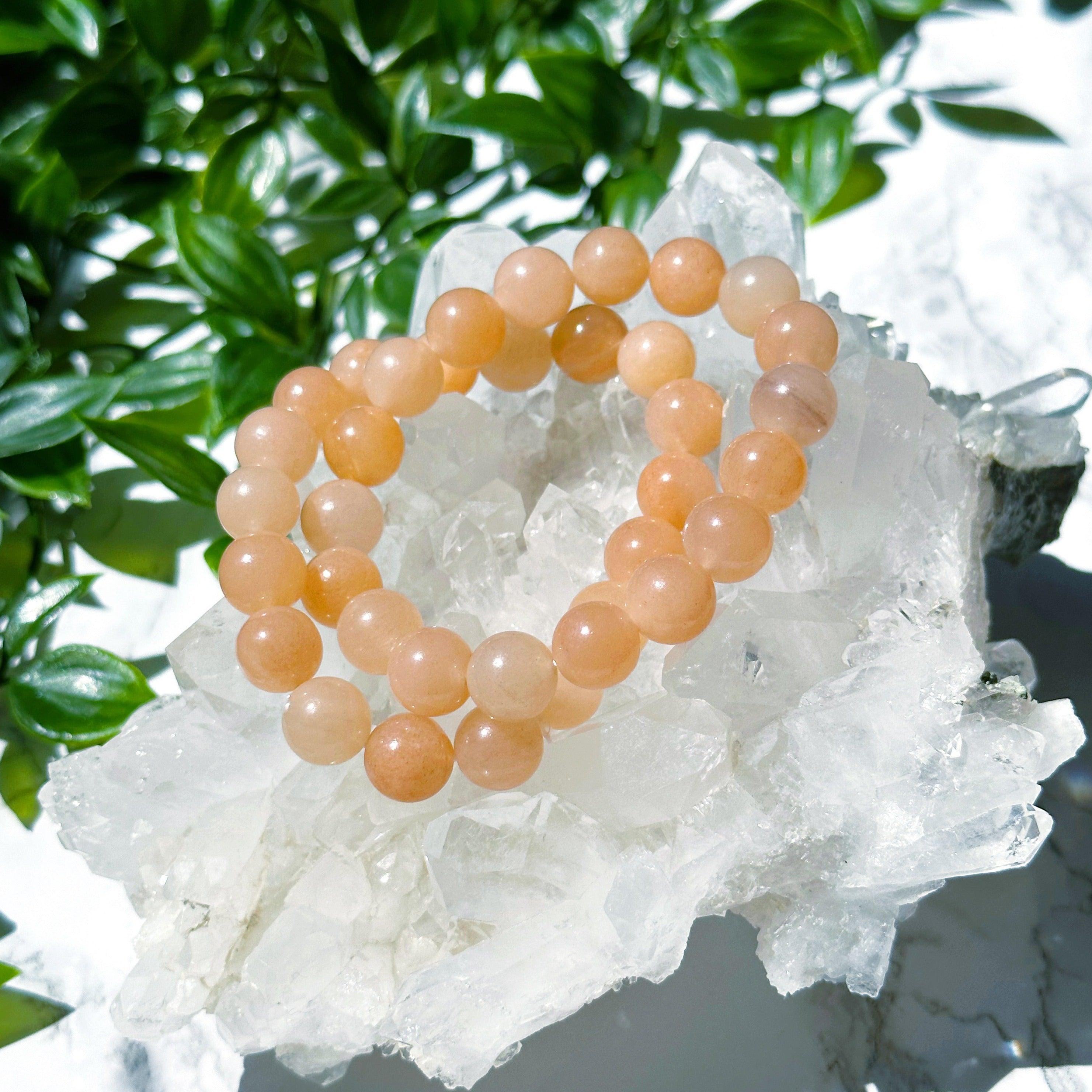 PEACH CHALCEDONY 10mm - HANDMADE CRYSTAL BRACELET - 10mm, april astro, bracelet, crystal bracelet, handmade bracelet, jewelry, market bracelet, Orange, peach chalcedony, recently added, Wearable - The Mineral Maven