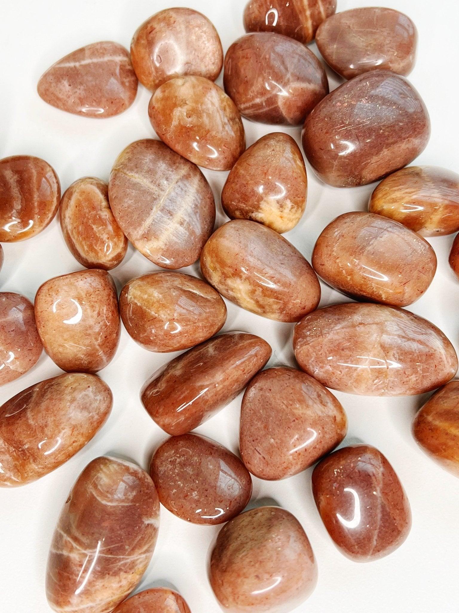 PEACH MOONSTONE/SUNSTONE TUMBLE - 2025 vibes, 33 bday, abundance gift bundle, Black Friday sale, career, confetti sunstone, emotional support, end of year sale, fertility, golden sunstone, good luck + abundance, holiday sale, Leo szn, moonstone, new year sale, peach moonstone, pocket crystal, pocket stone, solar eclipse, spring equinox, spring things, sunstone, tumble - The Mineral Maven