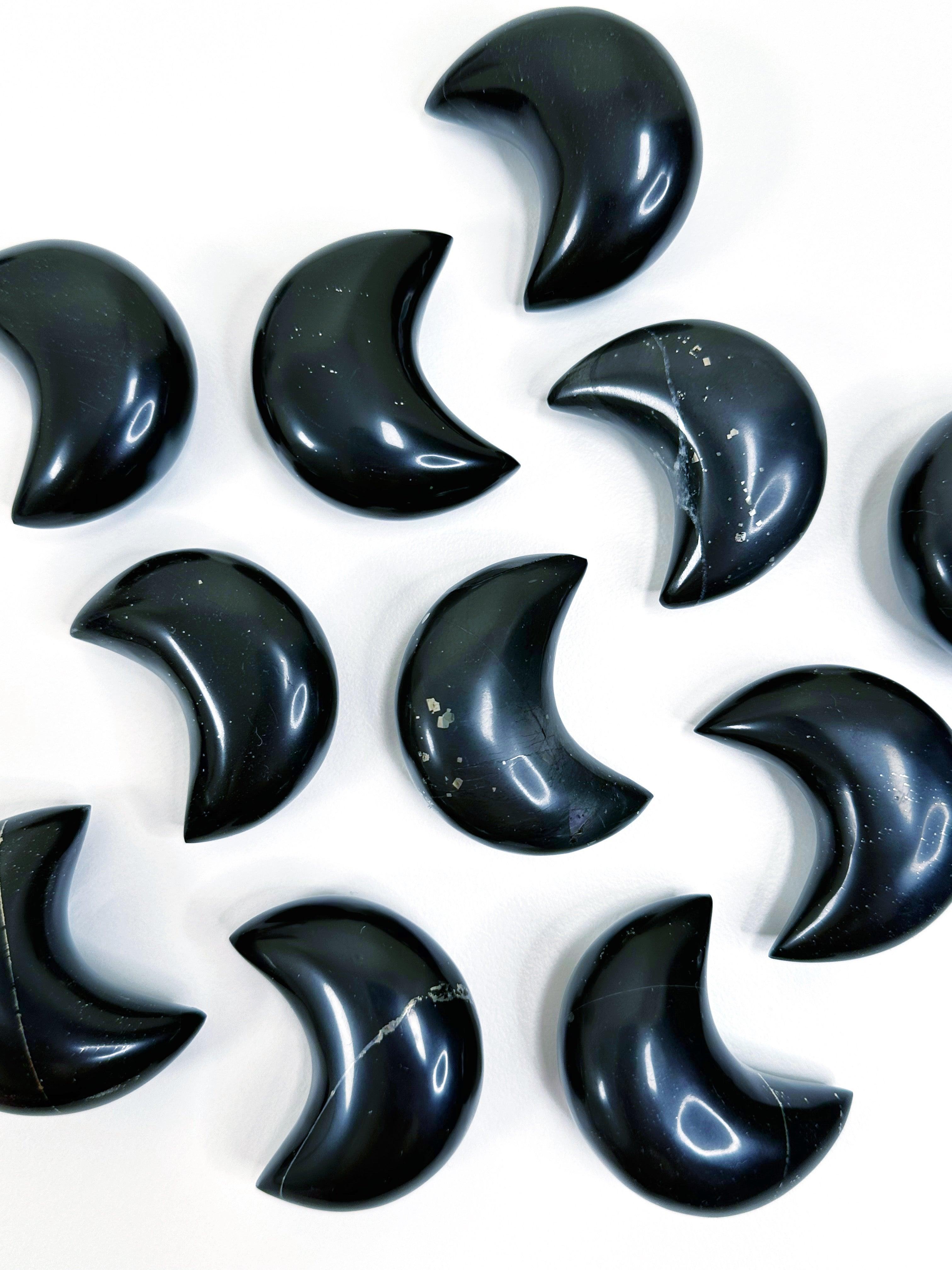 PERUVIAN BLACK JADE CRESCENT MOON - 33 bday, black jade, holiday sale, jade, new year new crystals, peruvian black jade, polished stone, protection gift bundle - The Mineral Maven