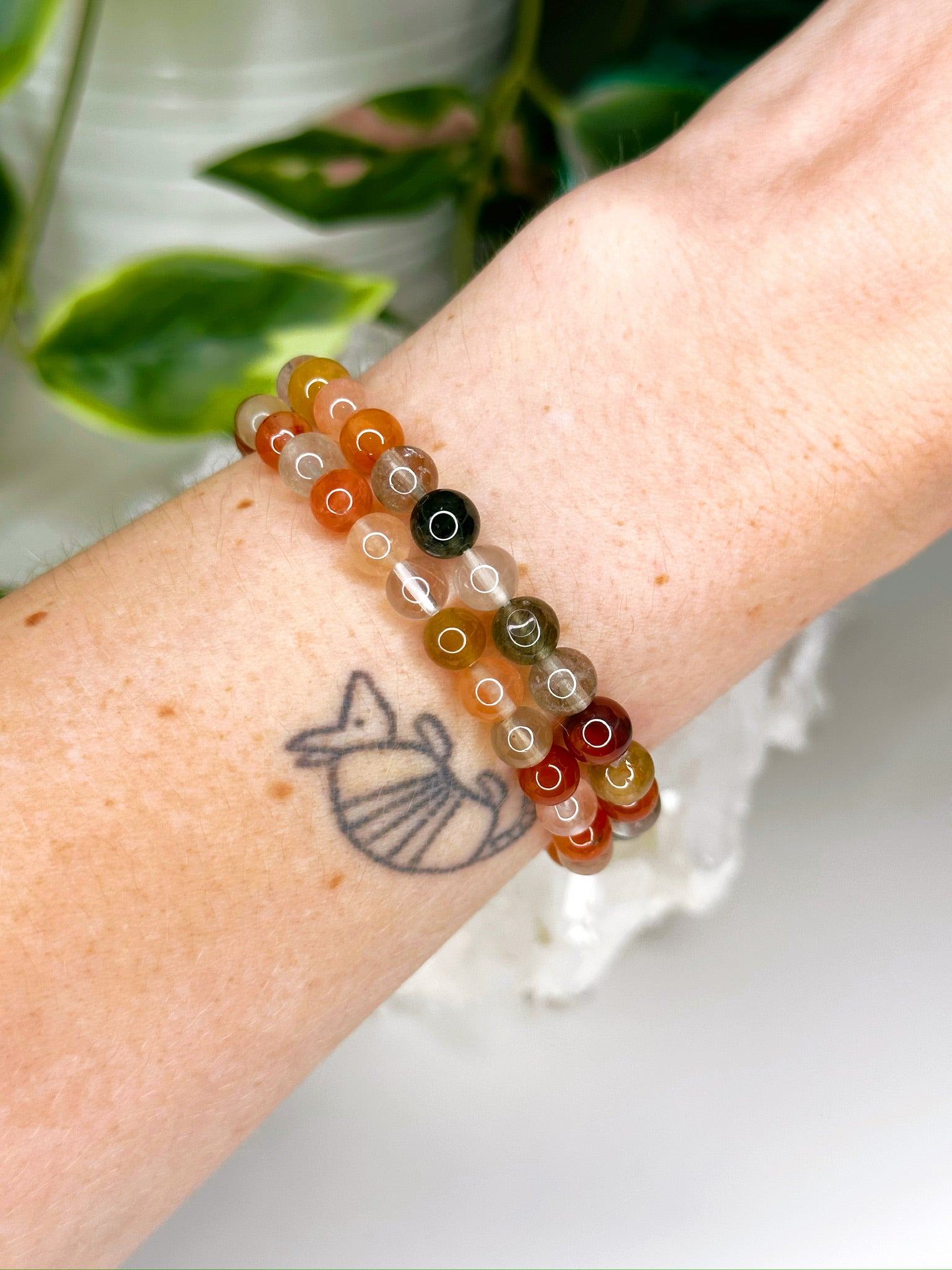 PHANTOM RUTILE QUARTZ 6mm - HANDMADE CRYSTAL BRACELET - 6mm, bracelet, crystal bracelet, fall-o-ween, fall-o-ween bracelets, handmade bracelet, jewelry, libra, market bracelet, phantom quartz, recently added, transform gift bundle, Wearable - The Mineral Maven