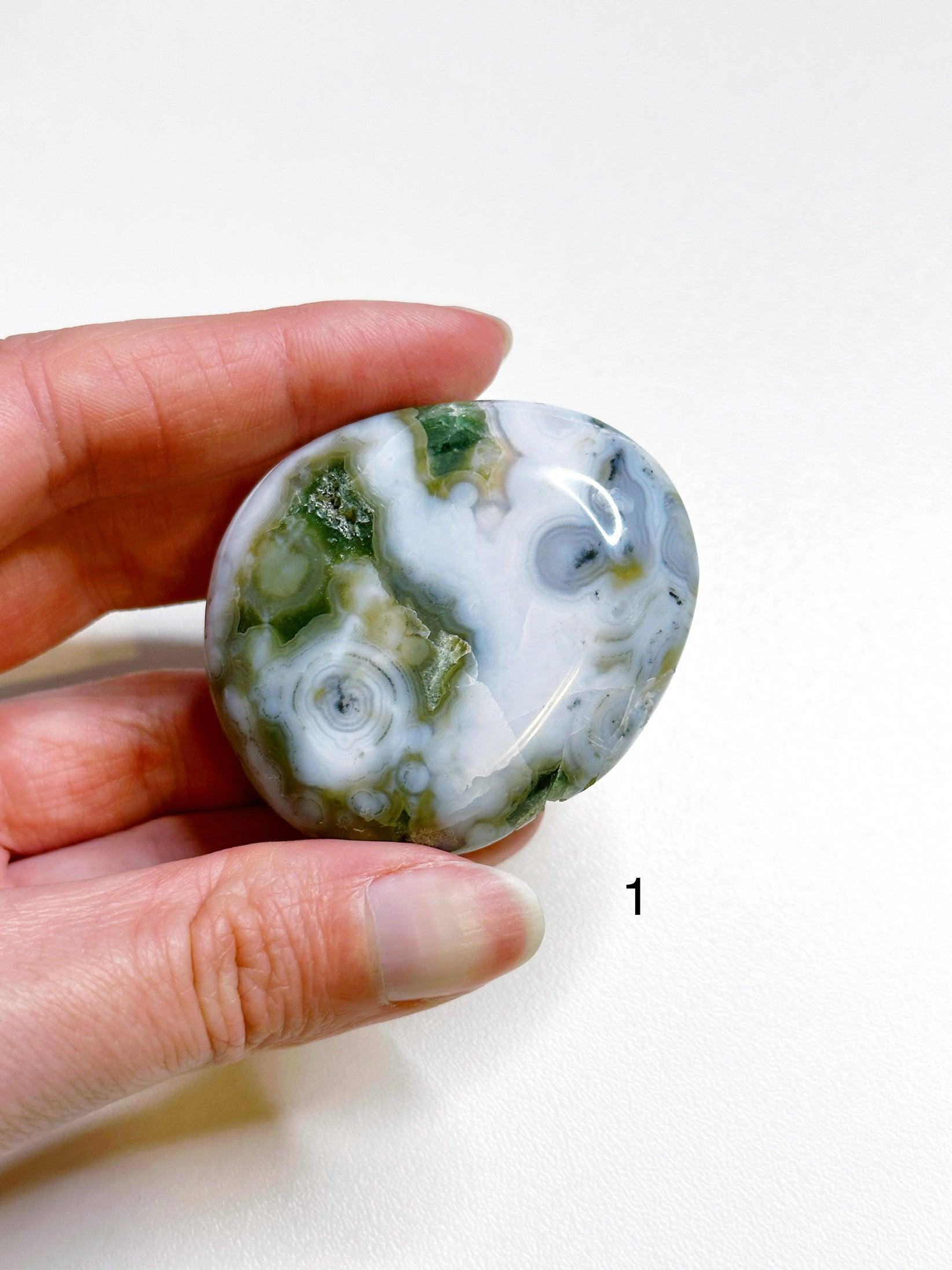PICK YOUR OWN: 8TH VEIN OCEAN JASPER PALM STONE (1ST QUALITY) - 8th vein, Black Friday sale, ocean jasper, palm stone, palmstone - The Mineral Maven
