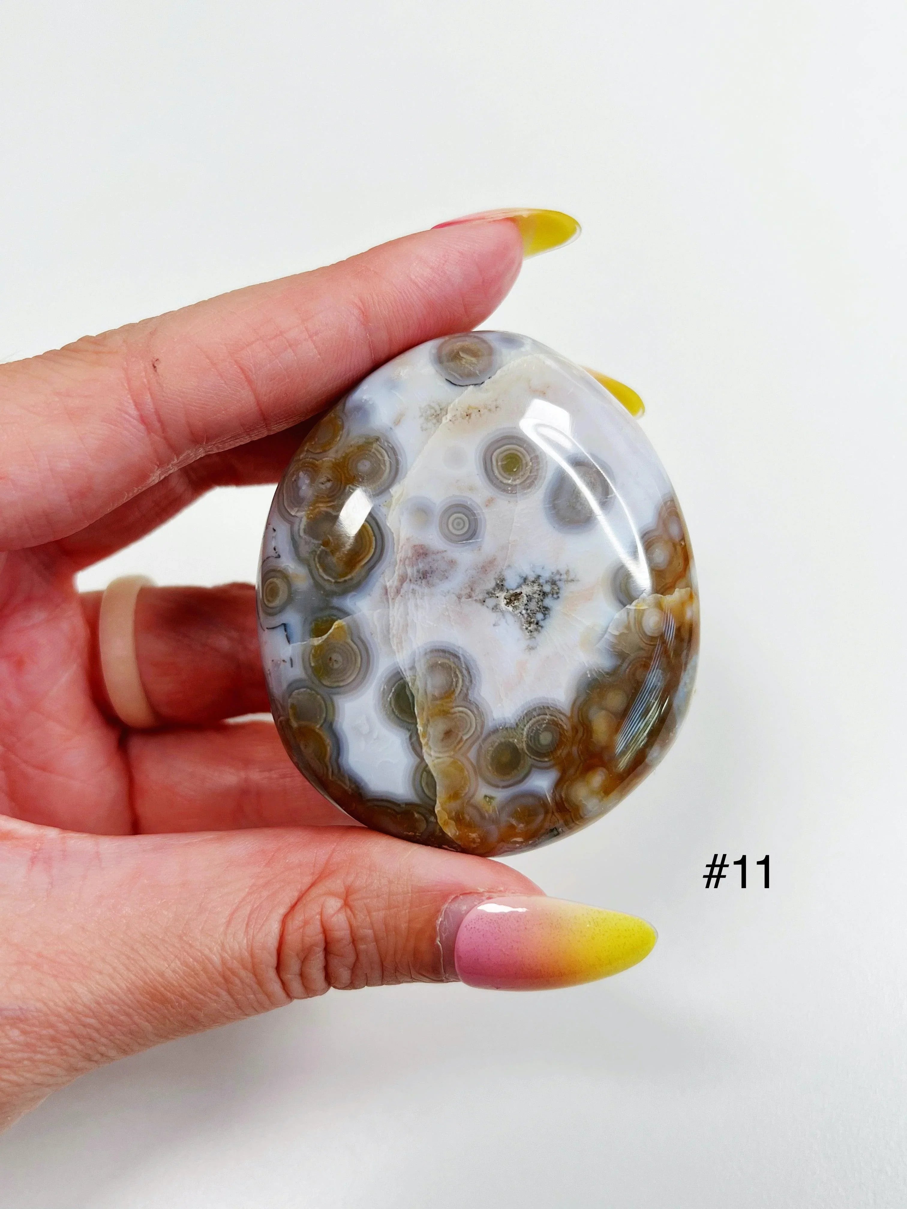 8TH VEIN OCEAN JASPER PALM STONE (EXTRA GRADE) - The Mineral Maven