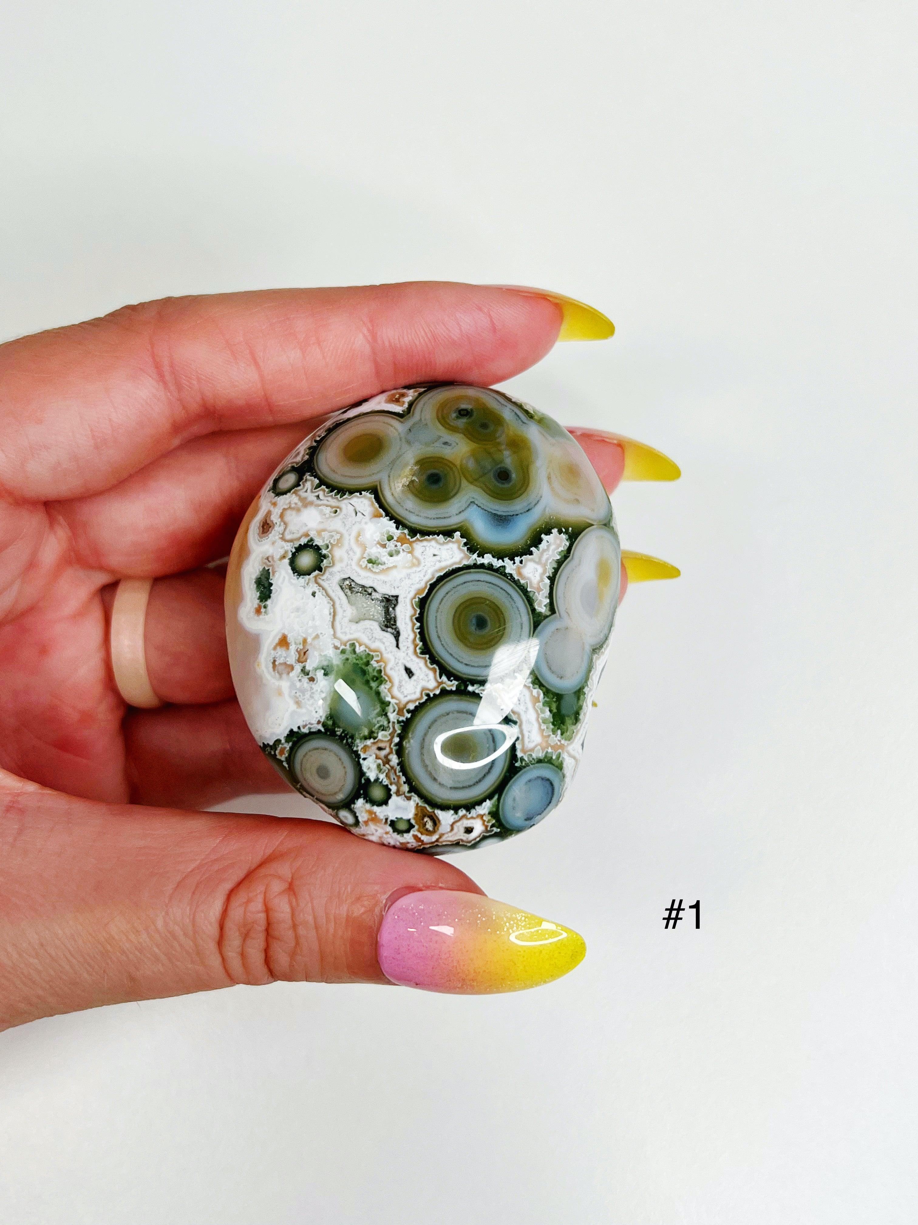 PICK YOUR OWN: 8TH VEIN OCEAN JASPER PALM STONE (EXTRA GRADE) - 8th vein, Black Friday sale, emotional support, ocean jasper, palm stone, palmstone, tucson update - The Mineral Maven