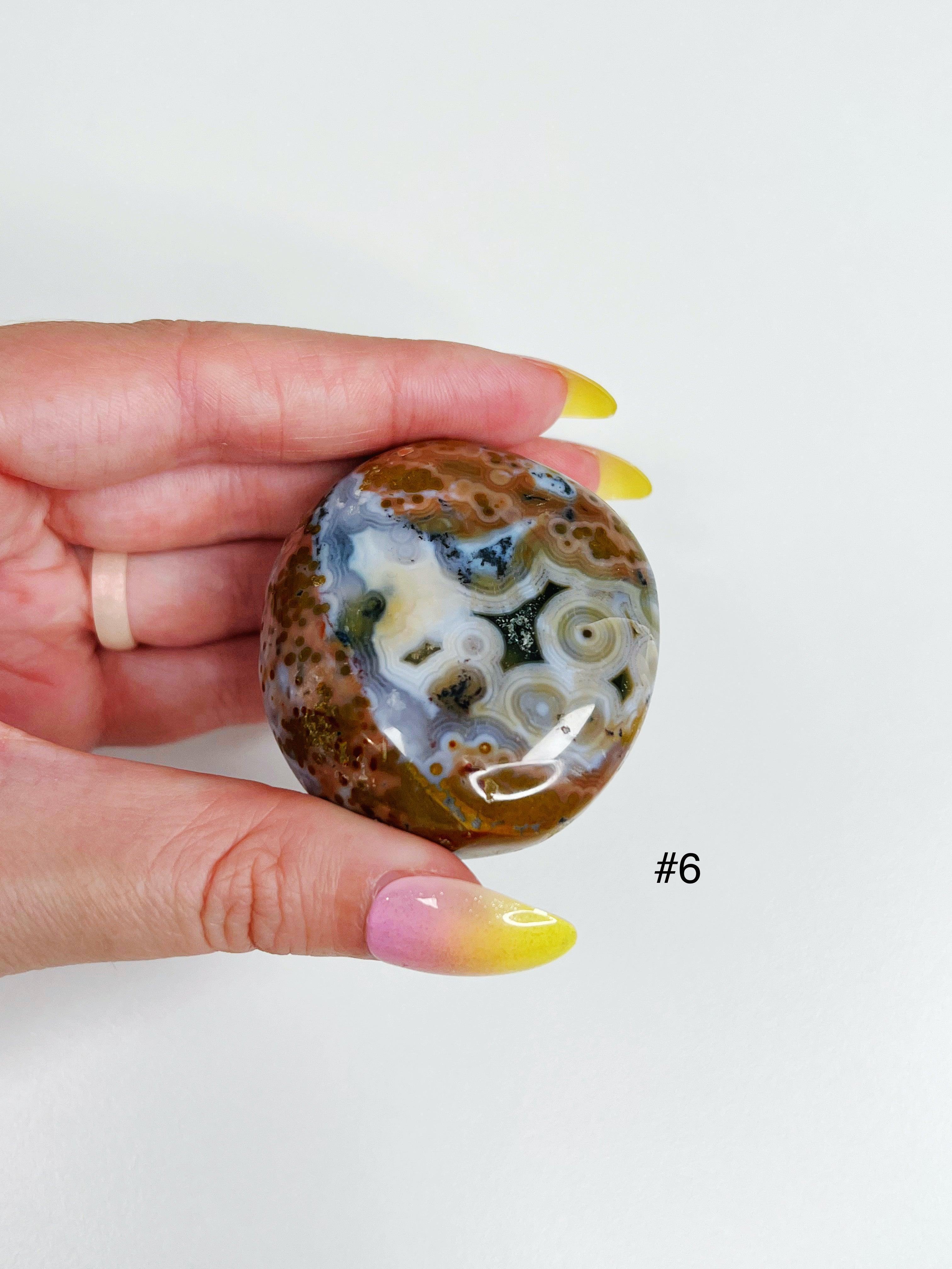PICK YOUR OWN: 8TH VEIN OCEAN JASPER PALM STONE (EXTRA GRADE) - 8th vein, emotional support, ocean jasper, palm stone, palmstone, tucson update - The Mineral Maven