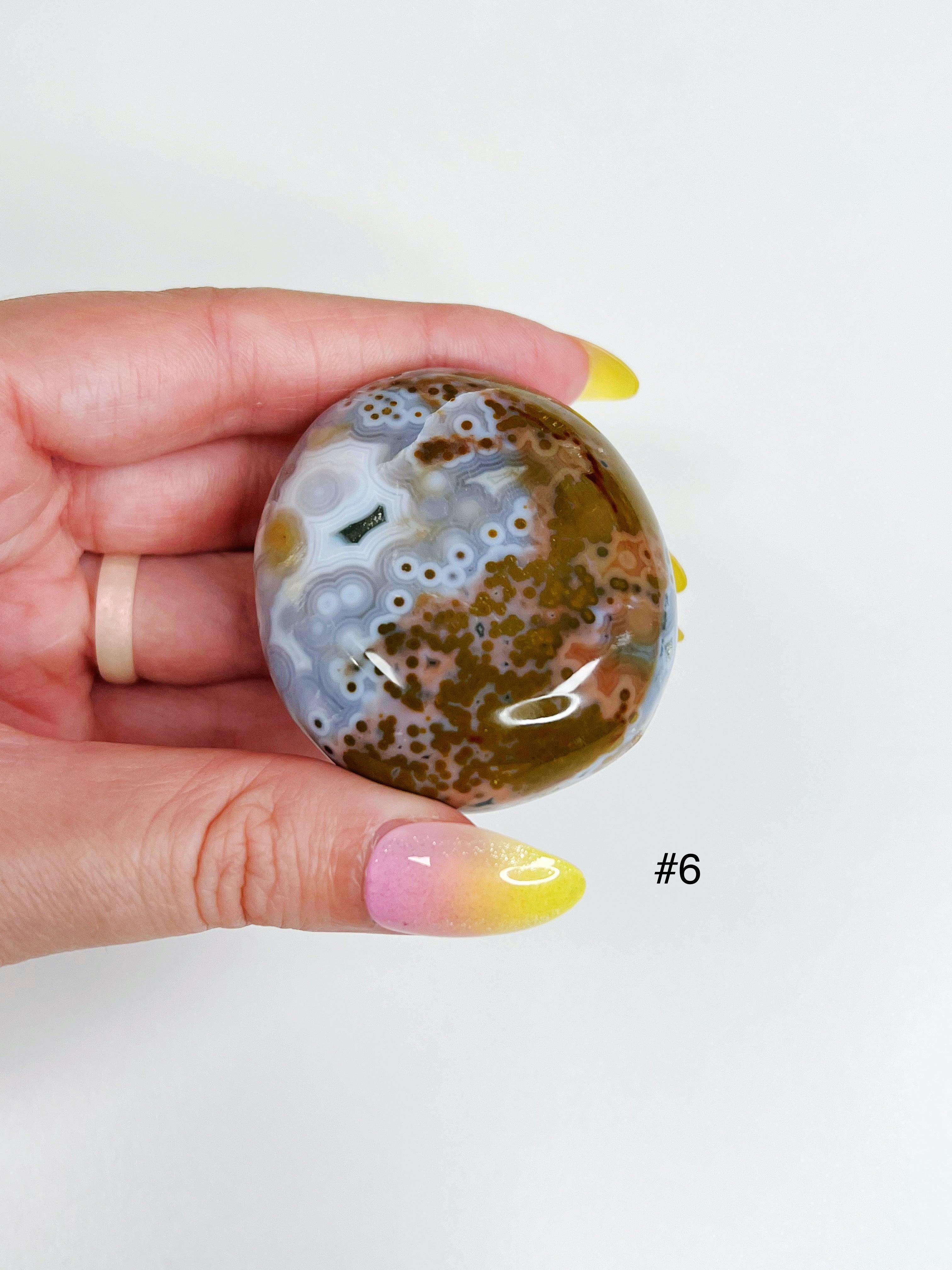 PICK YOUR OWN: 8TH VEIN OCEAN JASPER PALM STONE (EXTRA GRADE) - 8th vein, emotional support, ocean jasper, palm stone, palmstone, tucson update - The Mineral Maven