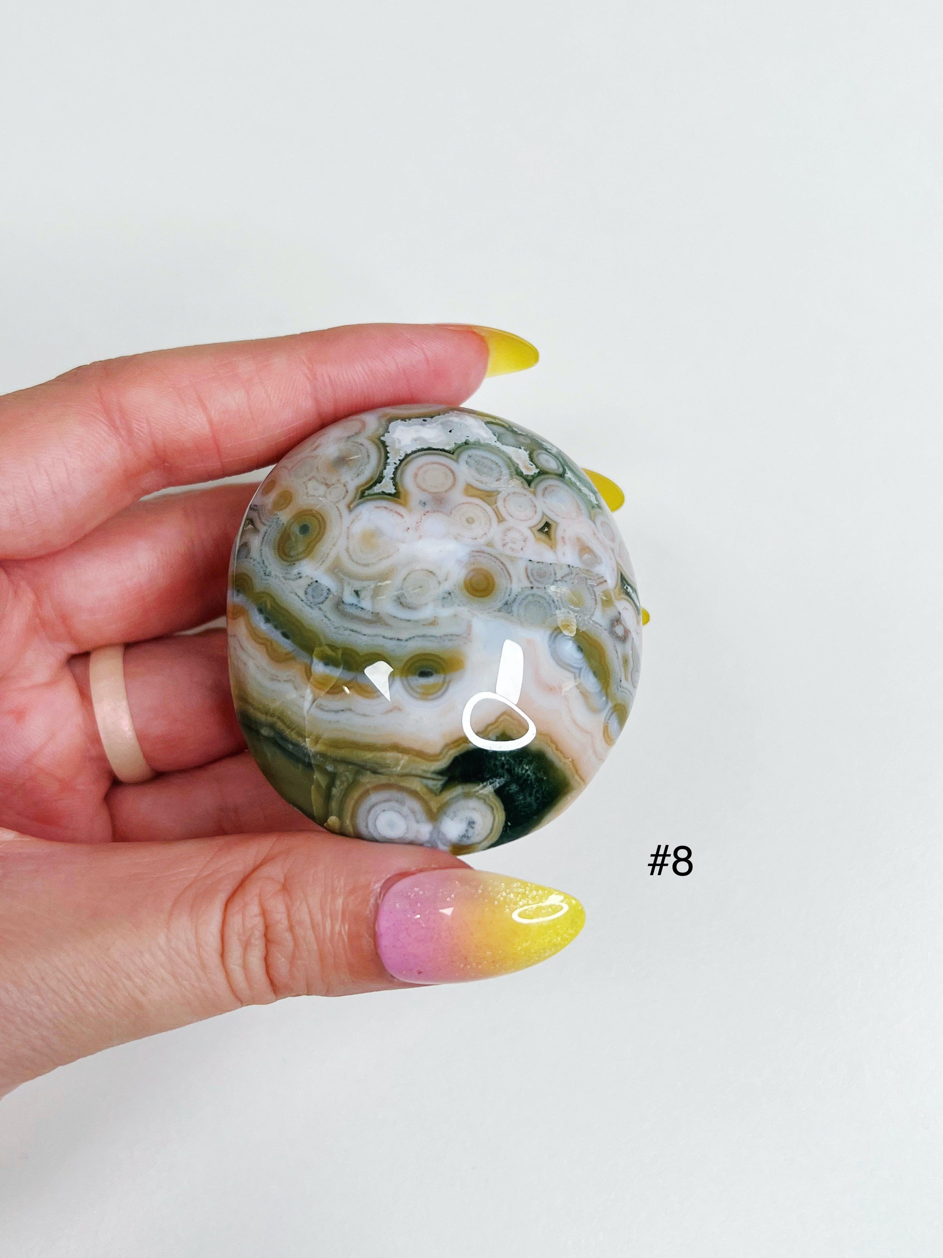 PICK YOUR OWN: 8TH VEIN OCEAN JASPER PALM STONE (EXTRA GRADE) - 8th vein, emotional support, ocean jasper, palm stone, palmstone, tucson update - The Mineral Maven