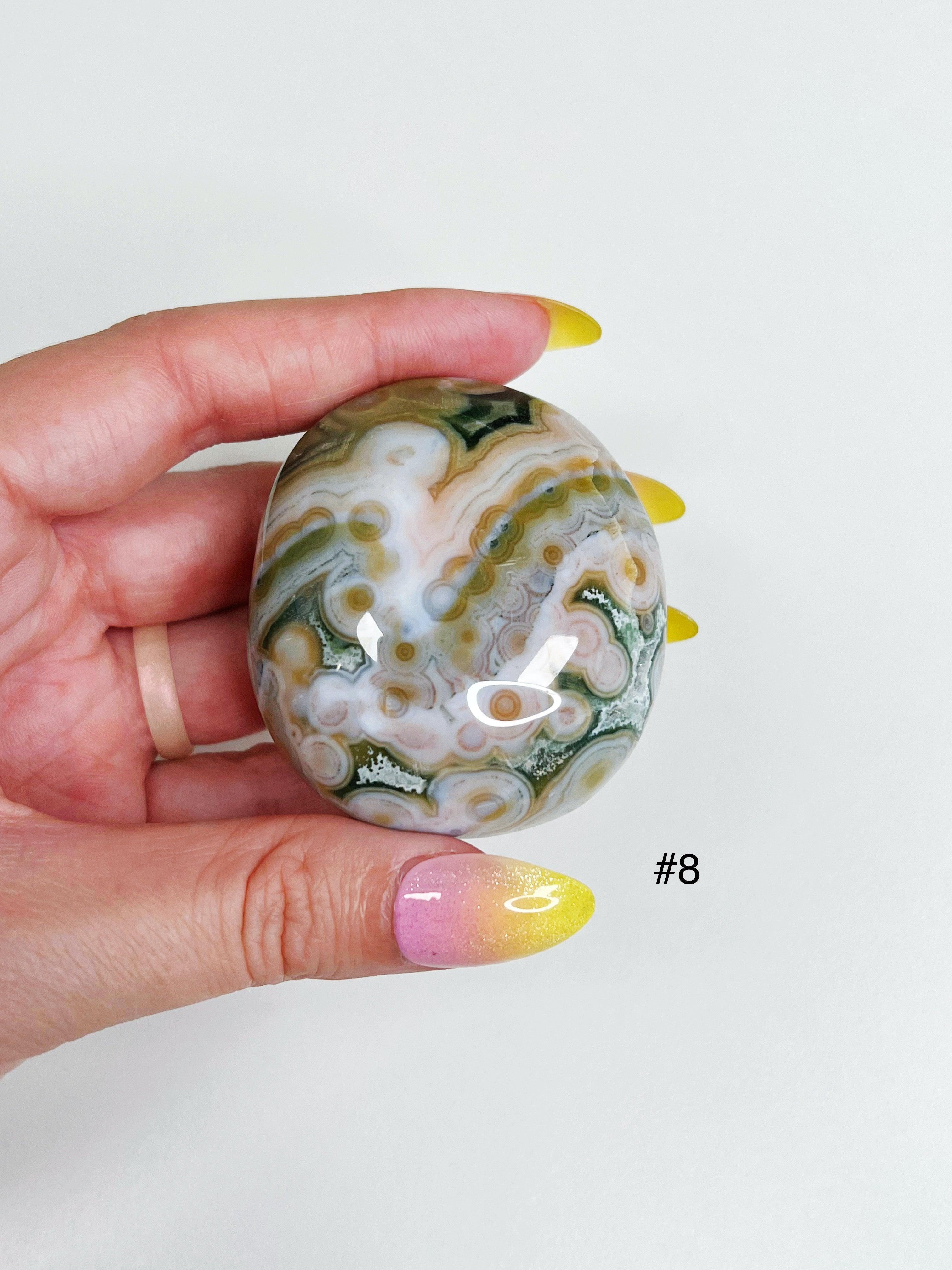 PICK YOUR OWN: 8TH VEIN OCEAN JASPER PALM STONE (EXTRA GRADE) - 8th vein, emotional support, ocean jasper, palm stone, palmstone, tucson update - The Mineral Maven