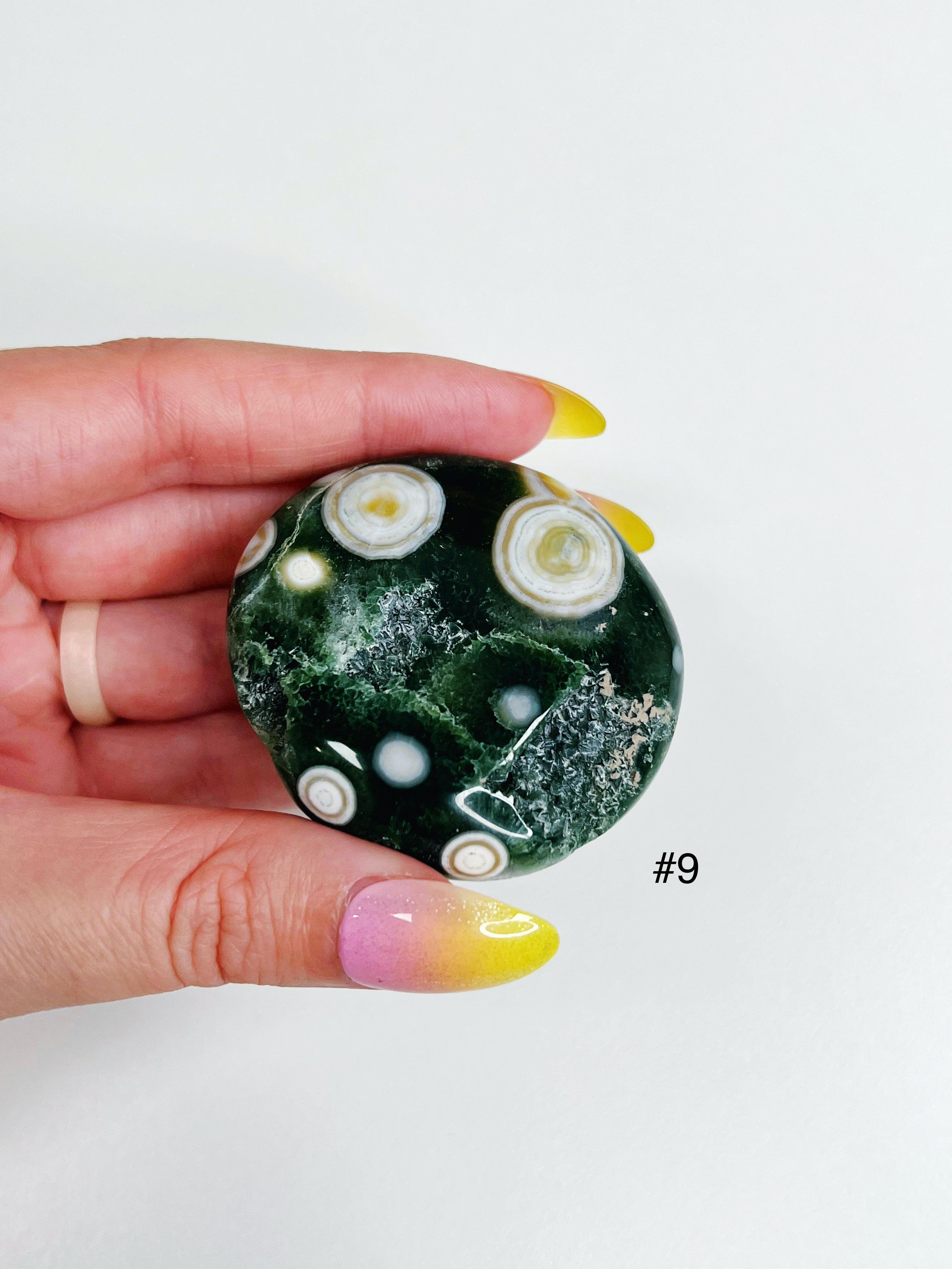 PICK YOUR OWN: 8TH VEIN OCEAN JASPER PALM STONE (EXTRA GRADE) - 8th vein, emotional support, ocean jasper, palm stone, palmstone, tucson update - The Mineral Maven