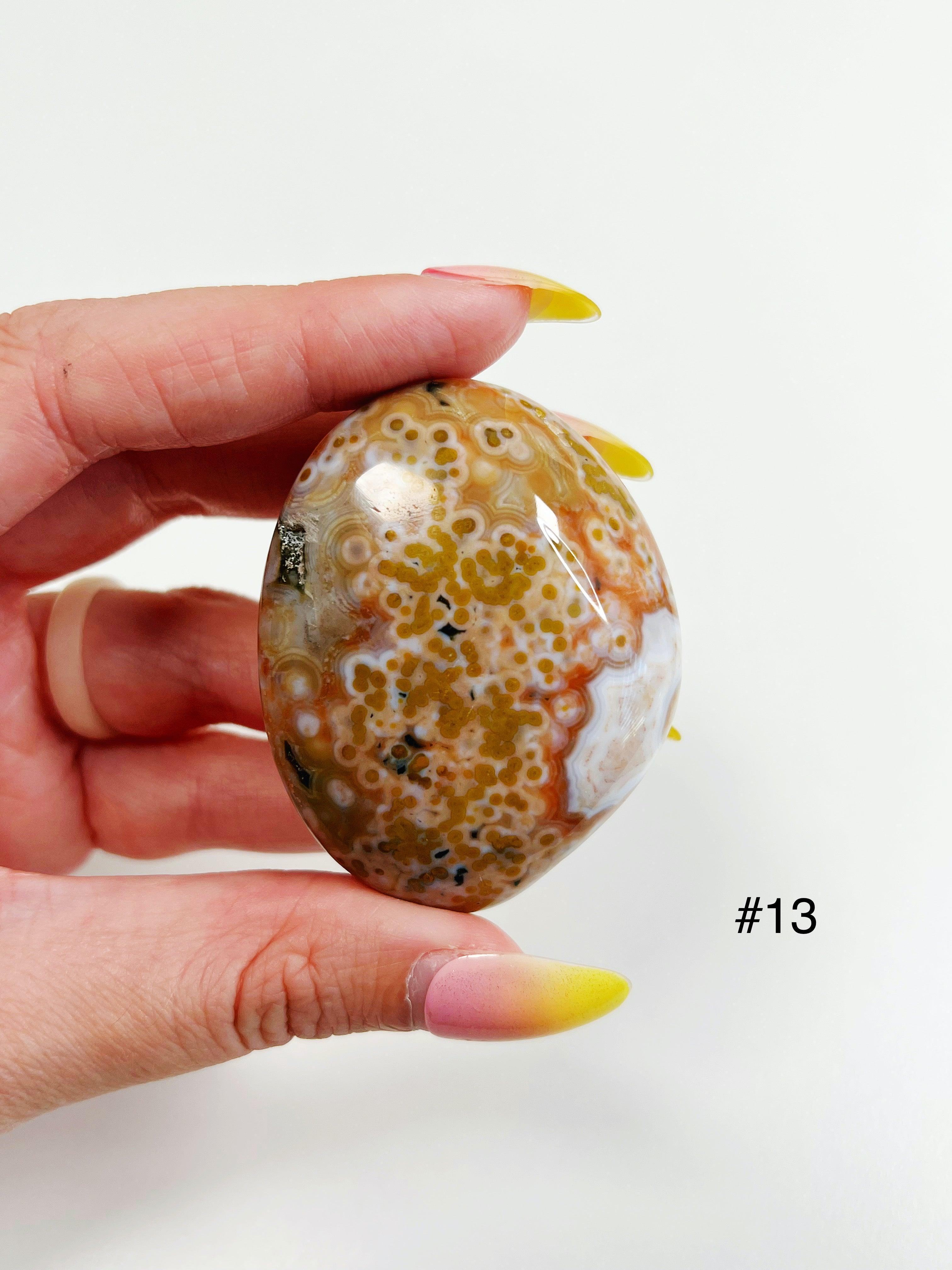 PICK YOUR OWN: 8TH VEIN OCEAN JASPER PALM STONE (EXTRA GRADE) - 8th vein, emotional support, ocean jasper, palm stone, palmstone, tucson update - The Mineral Maven