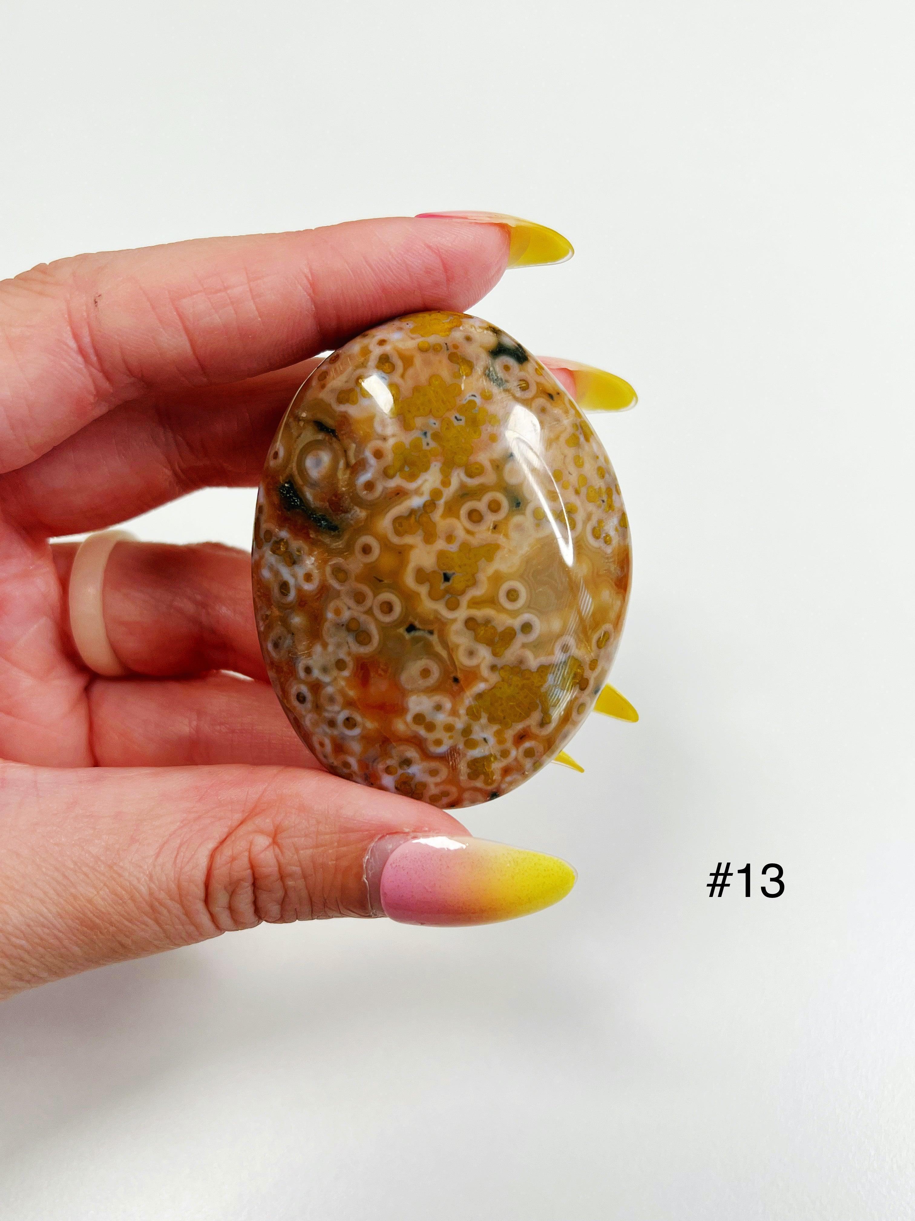 PICK YOUR OWN: 8TH VEIN OCEAN JASPER PALM STONE (EXTRA GRADE) - 8th vein, emotional support, ocean jasper, palm stone, palmstone, tucson update - The Mineral Maven