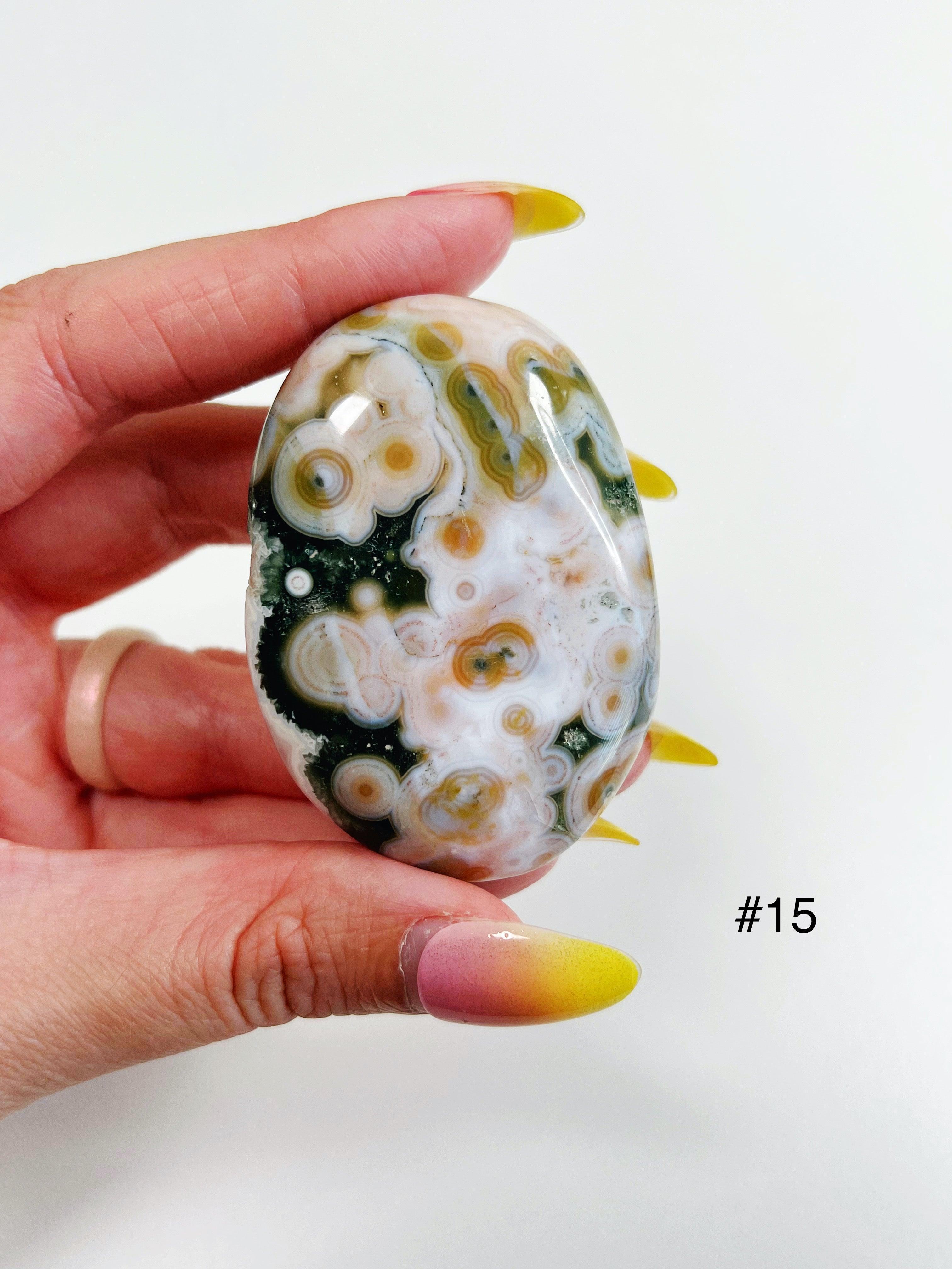 PICK YOUR OWN: 8TH VEIN OCEAN JASPER PALM STONE (EXTRA GRADE) - 8th vein, emotional support, ocean jasper, palm stone, palmstone, tucson update - The Mineral Maven
