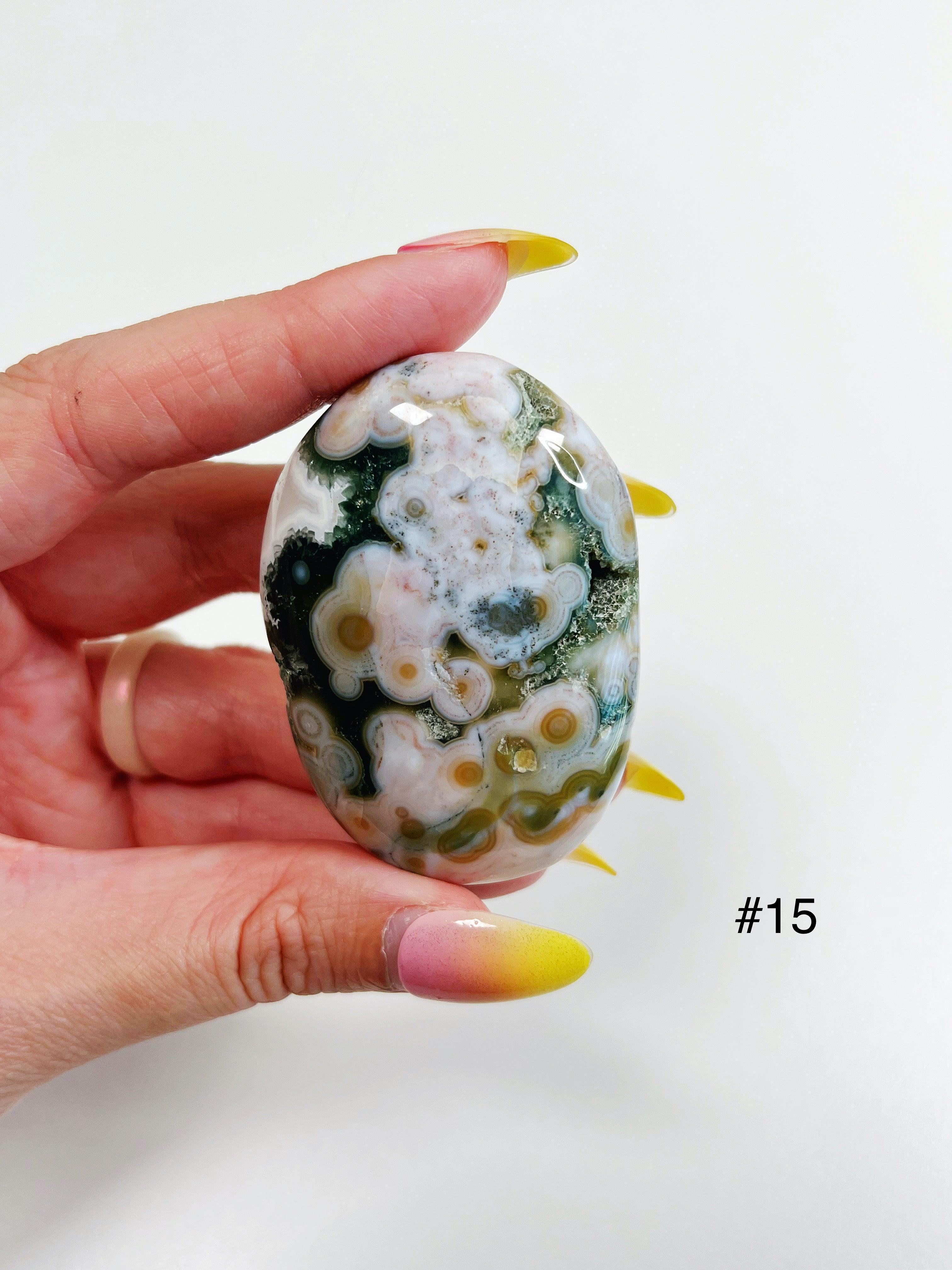 PICK YOUR OWN: 8TH VEIN OCEAN JASPER PALM STONE (EXTRA GRADE) - 8th vein, emotional support, ocean jasper, palm stone, palmstone, tucson update - The Mineral Maven