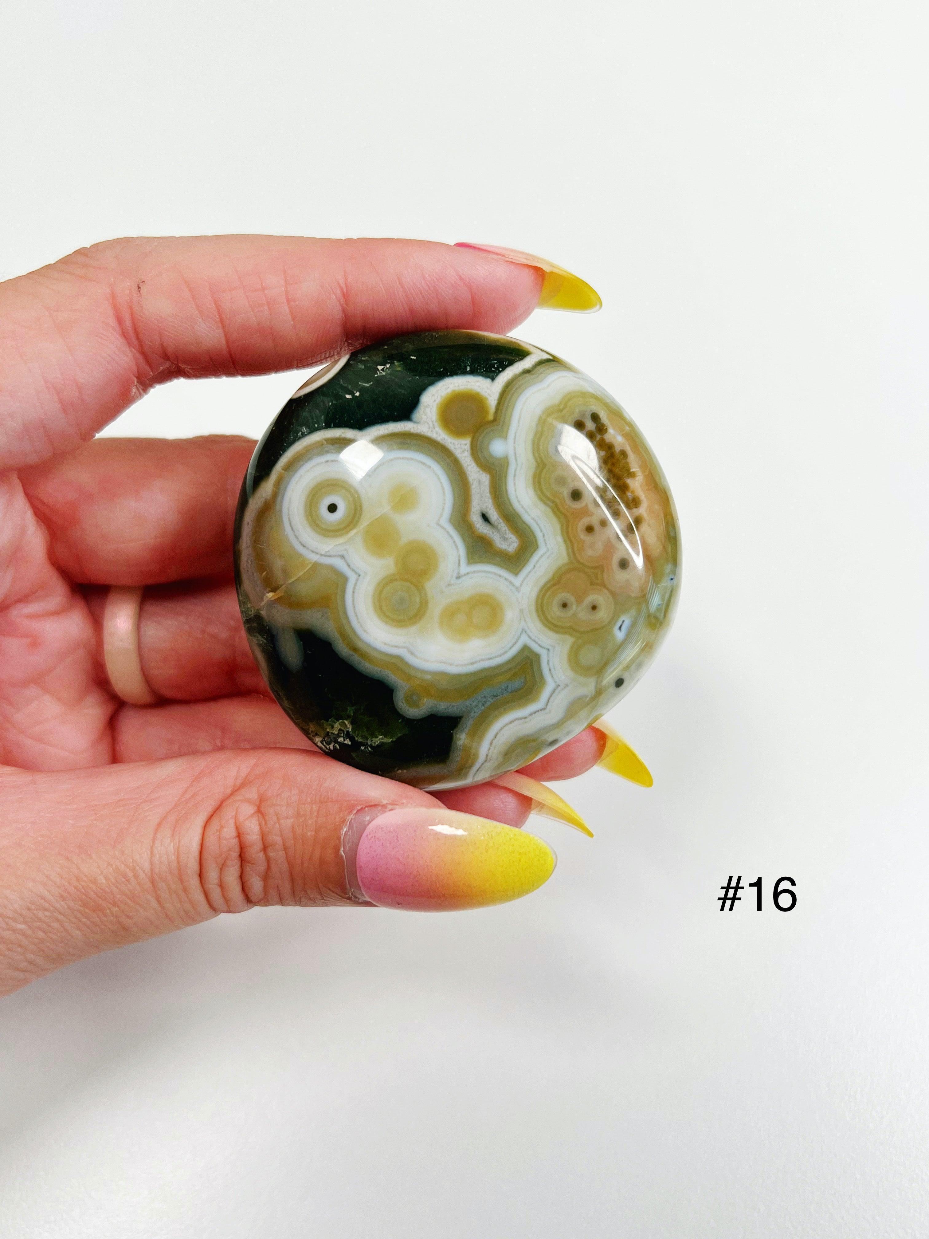 PICK YOUR OWN: 8TH VEIN OCEAN JASPER PALM STONE (EXTRA GRADE) - 8th vein, emotional support, ocean jasper, palm stone, palmstone, tucson update - The Mineral Maven