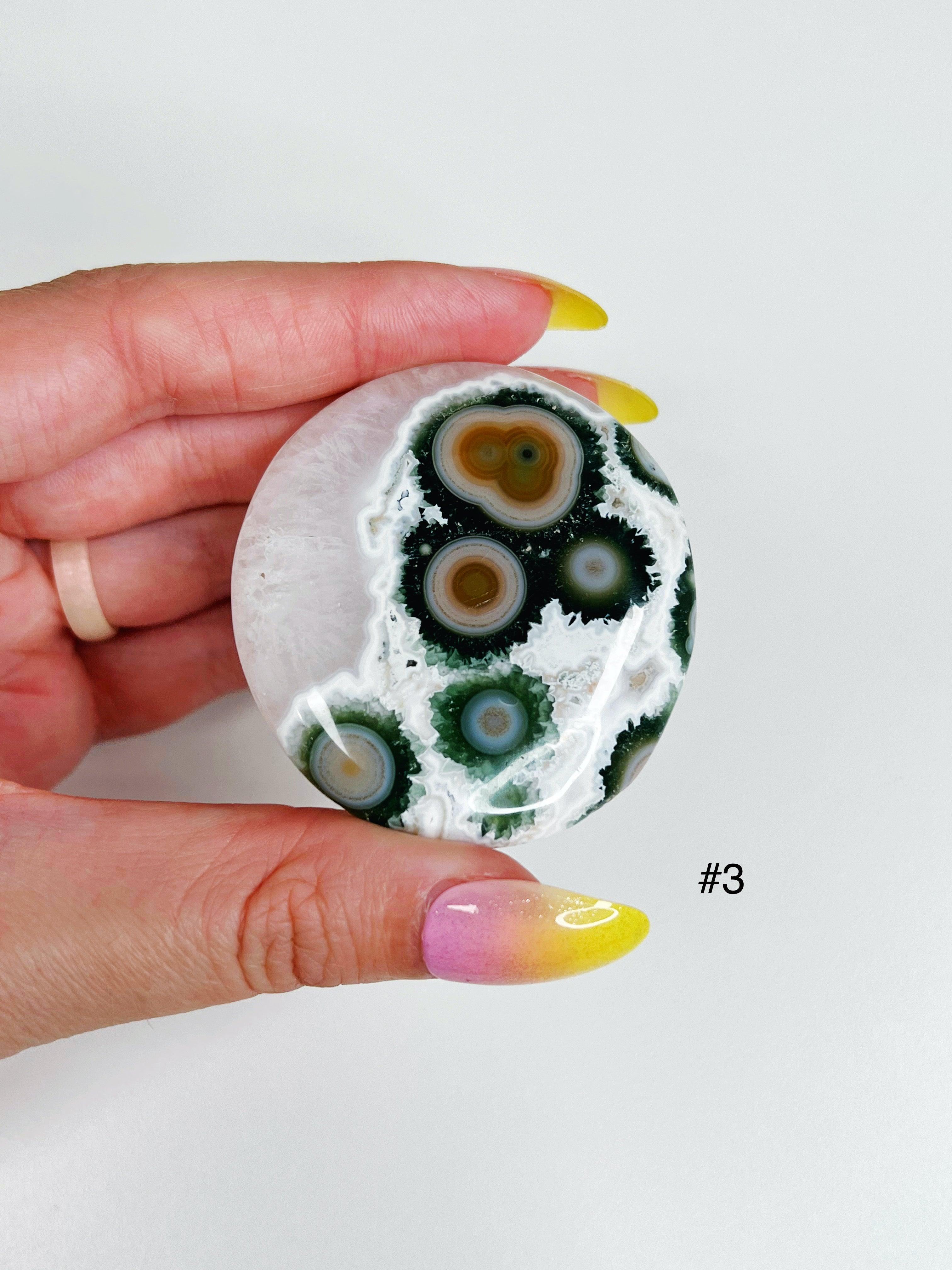 PICK YOUR OWN: 8TH VEIN OCEAN JASPER PALM STONE (EXTRA GRADE) - 8th vein, emotional support, ocean jasper, palm stone, palmstone, tucson update - The Mineral Maven