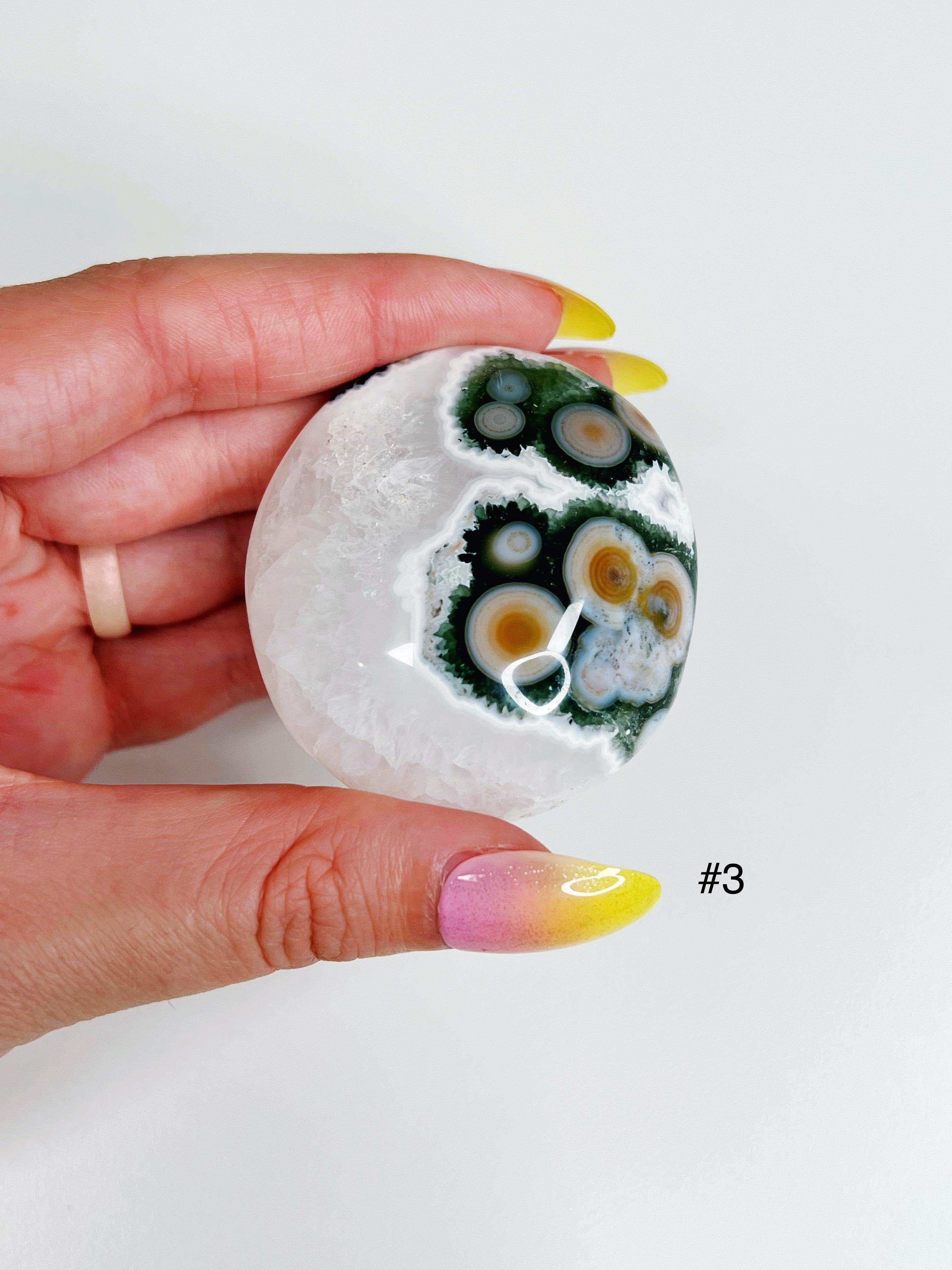 PICK YOUR OWN: 8TH VEIN OCEAN JASPER PALM STONE (EXTRA GRADE) - 8th vein, emotional support, ocean jasper, palm stone, palmstone, tucson update - The Mineral Maven