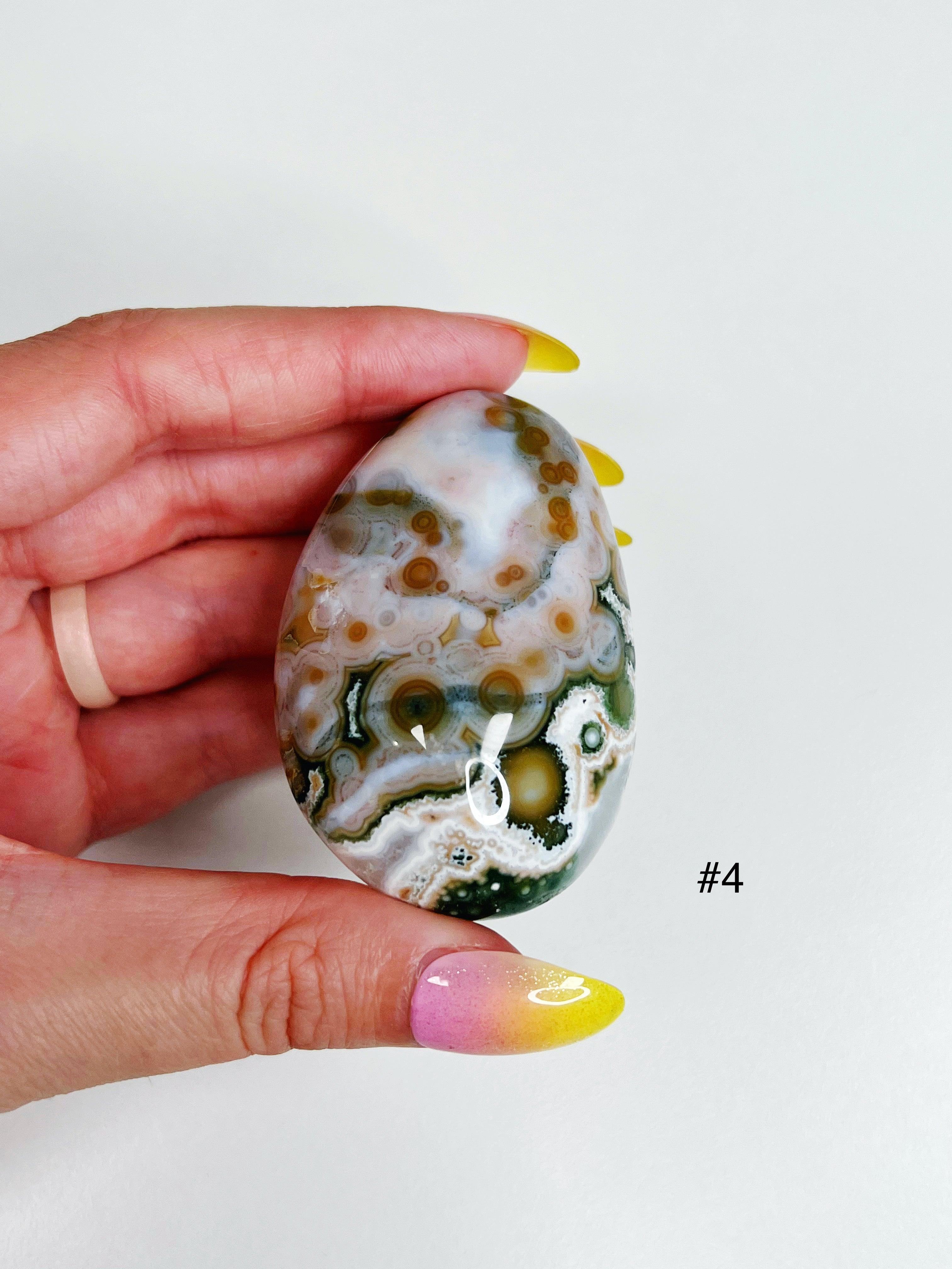 PICK YOUR OWN: 8TH VEIN OCEAN JASPER PALM STONE (EXTRA GRADE) - 8th vein, emotional support, ocean jasper, palm stone, palmstone, tucson update - The Mineral Maven