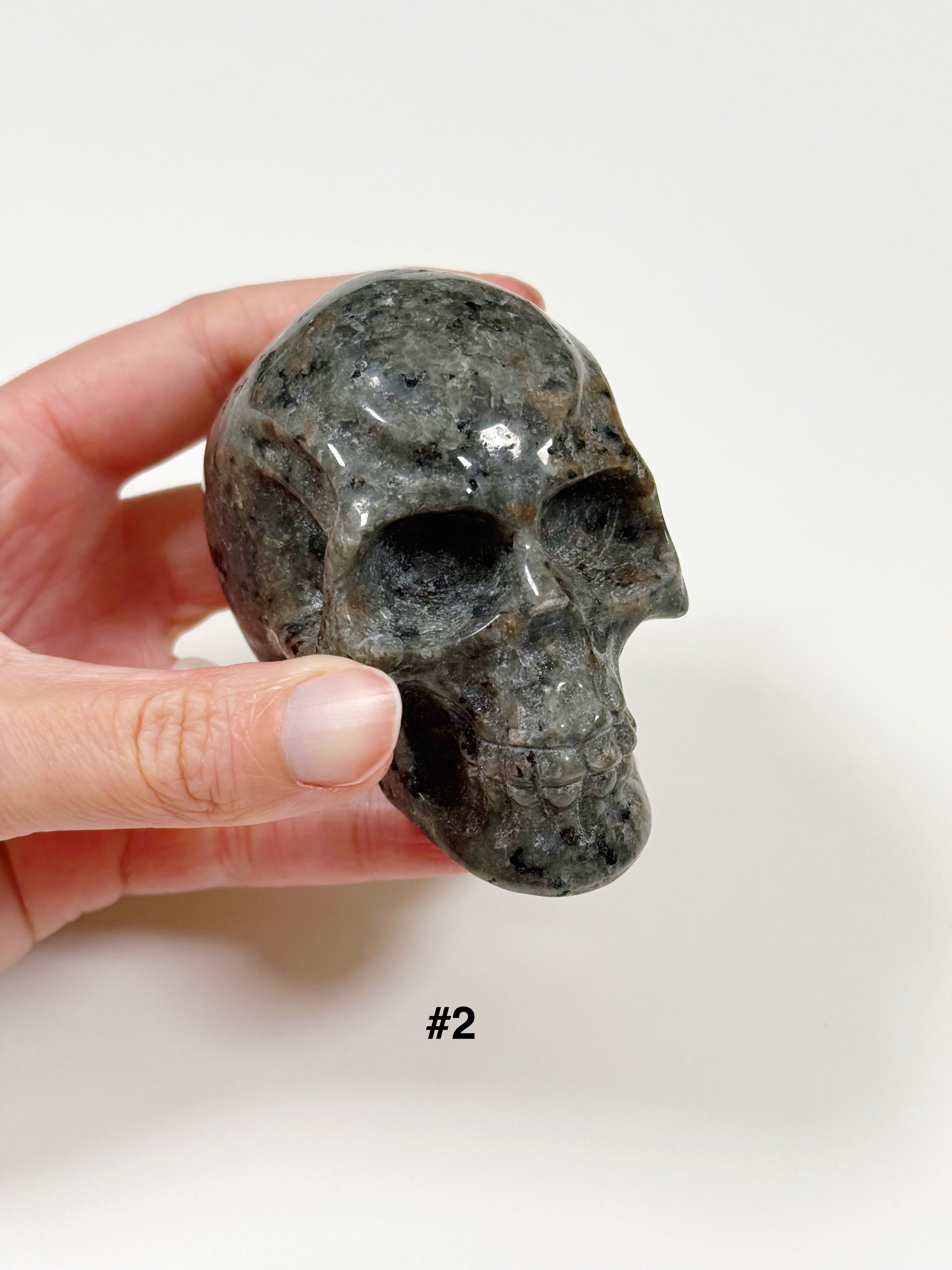 PICK YOUR OWN: &quot;FIRELITE&quot; SKULL - emberlite, firelite, lake superior, polished, polished stone, skull, statement piece, summerween collection, uv fluorescent, yooperlite - The Mineral Maven