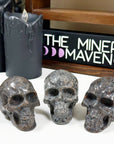 PICK YOUR OWN: "FIRELITE" SKULL - emberlite, firelite, lake superior, polished, polished stone, skull, statement piece, summerween collection, uv fluorescent, yooperlite - The Mineral Maven