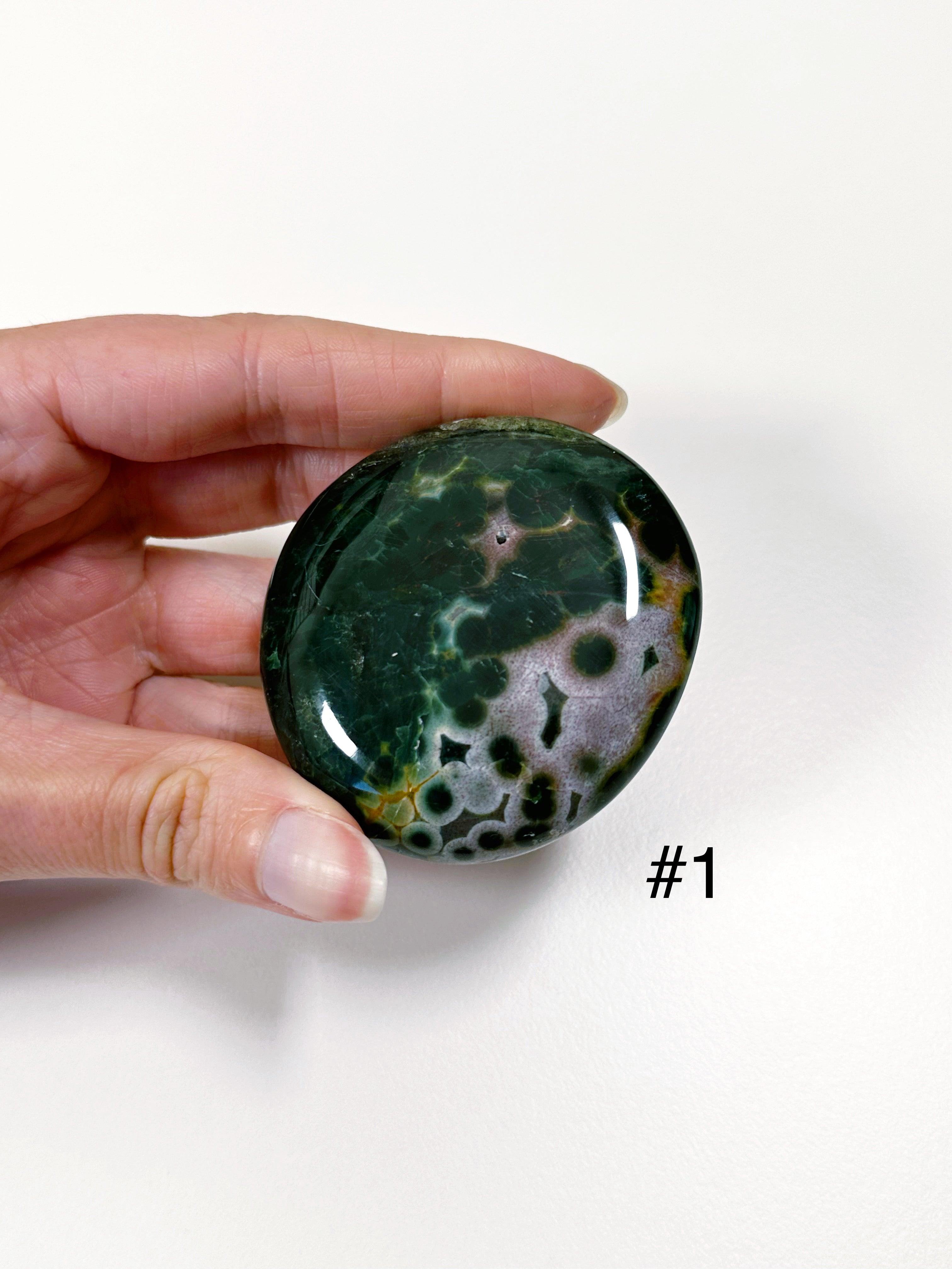 PICK YOUR OWN: KABAMBY OCEAN JASPER PALM STONE (1st QUALITY) - Black Friday sale, emotional support, kabamby, kabamby ocean jasper, north carolina gem show, ocean jasper, palm stone, palmstone - The Mineral Maven