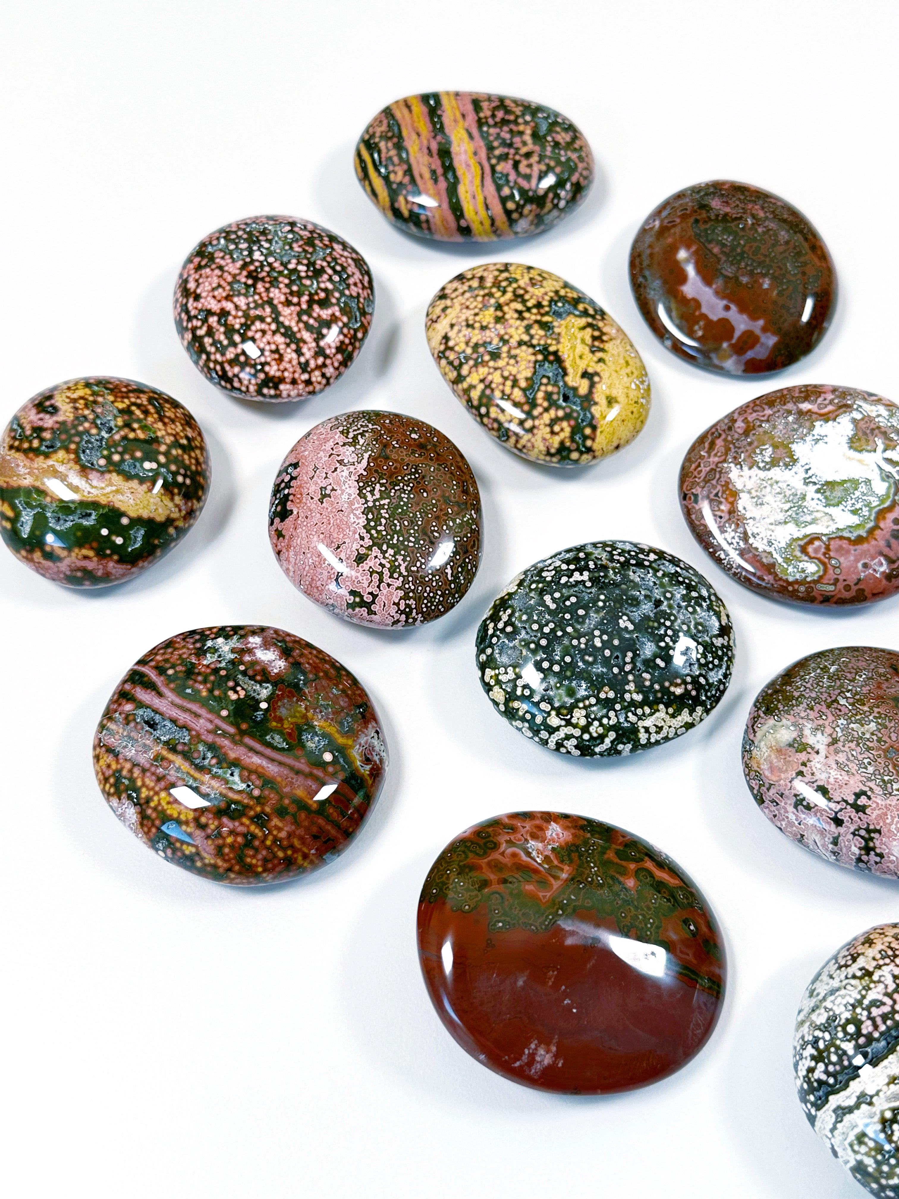 PICK YOUR OWN: 'VEINLESS' OCEAN JASPER PALM STONE (1st QUALITY) - Black Friday sale, emotional support, north carolina gem show, ocean jasper, palm stone, palmstone, veinless, veinless ocean jasper - The Mineral Maven