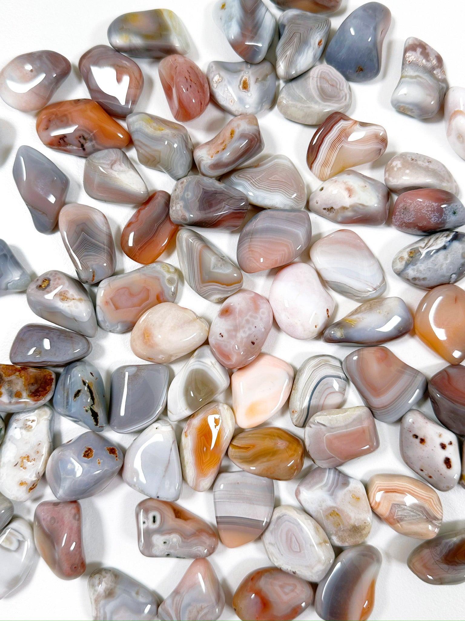 PINK BOTSWANA AGATE TUMBLE - 2025 vibes, 33 bday, Agate, Black Friday sale, Botswana agate, bulk, emotional support, end of year sale, holiday sale, pink botswana agate, pocket crystal, pocket crystals, pocket stone, tumble, tumbled, tumbled stone, tumbles - The Mineral Maven