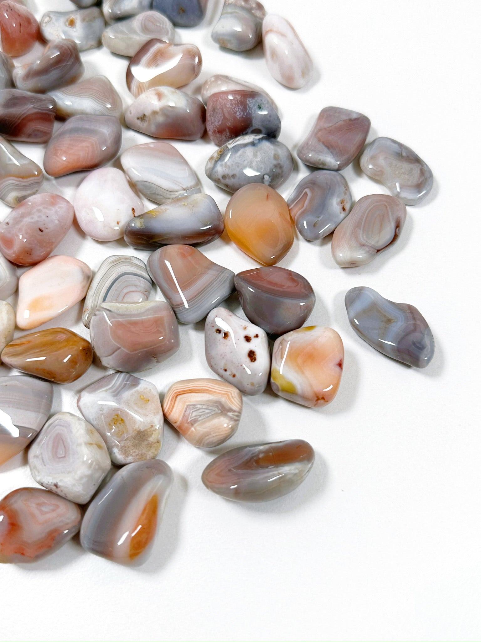 PINK BOTSWANA AGATE TUMBLE - 2025 vibes, 33 bday, Agate, Black Friday sale, Botswana agate, bulk, emotional support, end of year sale, holiday sale, pink botswana agate, pocket crystal, pocket crystals, pocket stone, tumble, tumbled, tumbled stone, tumbles - The Mineral Maven