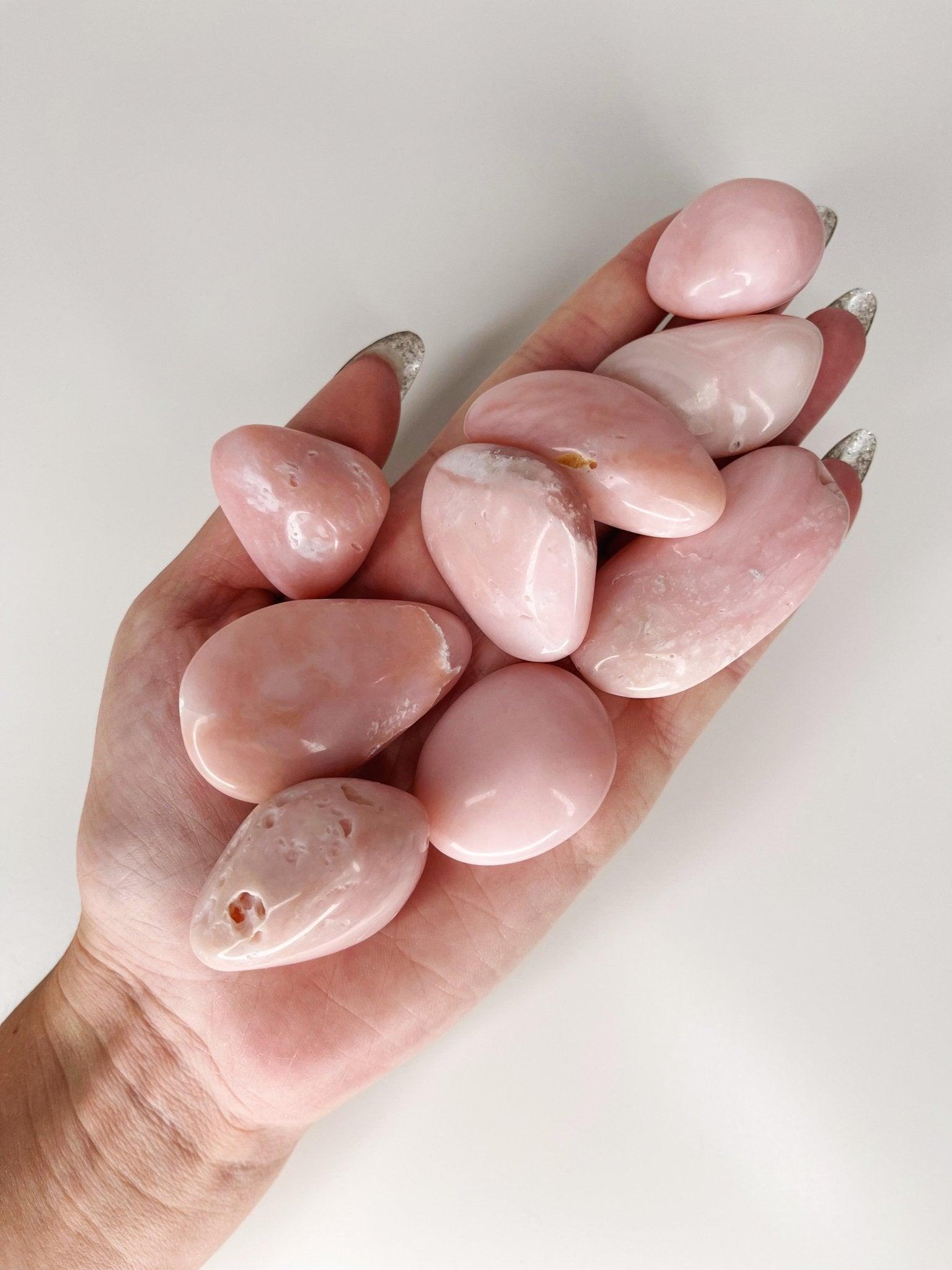 PINK OPAL TUMBLE - 33 bday, Black Friday sale, end of year sale, flash sale, holiday sale, leo season, new year sale, opal, pink opal, pocket crystal, tumble, valentine's day - The Mineral Maven