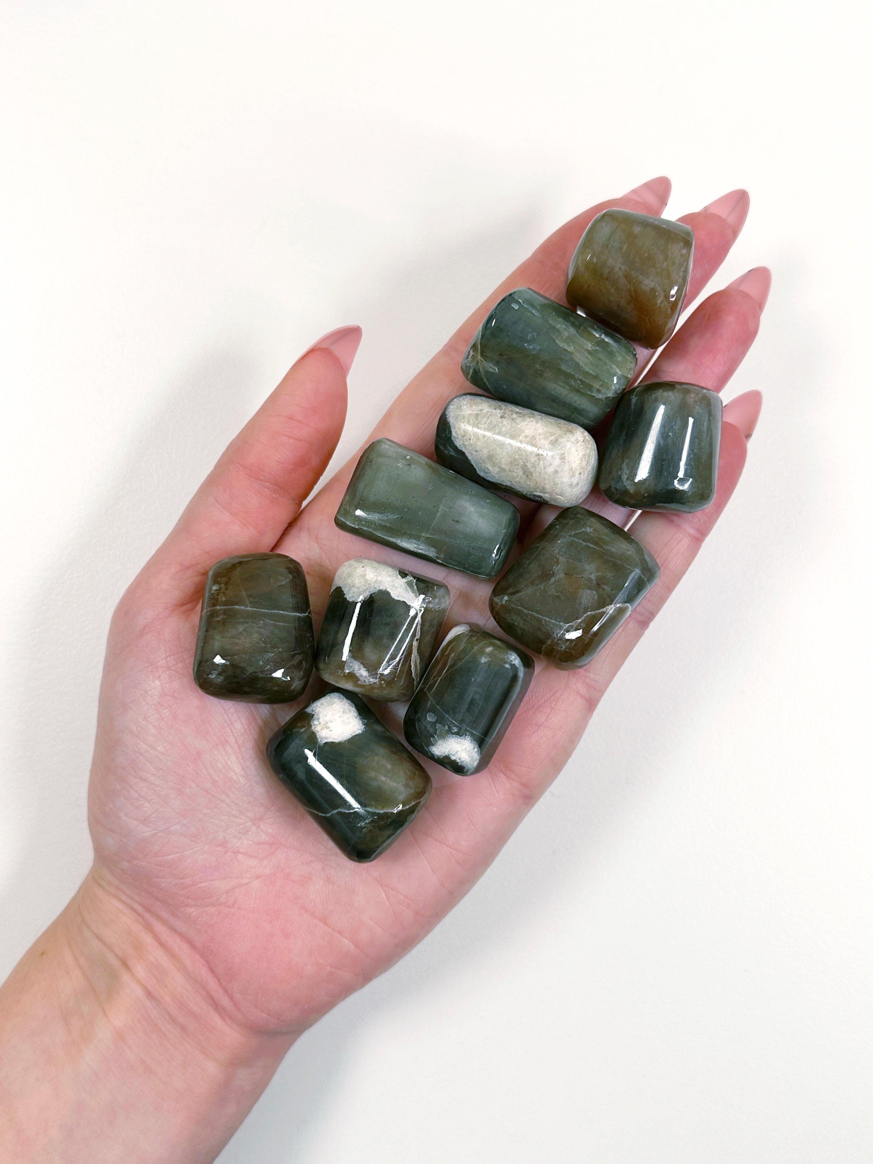 POLARITY MOONSTONE TUMBLE - 33 bday, Black Friday sale, emotional support, end of year sale, fertility, holiday sale, moonstone, new year sale, pocket crystal, pocket stone, polarity moonstone, spring things, tumble - The Mineral Maven