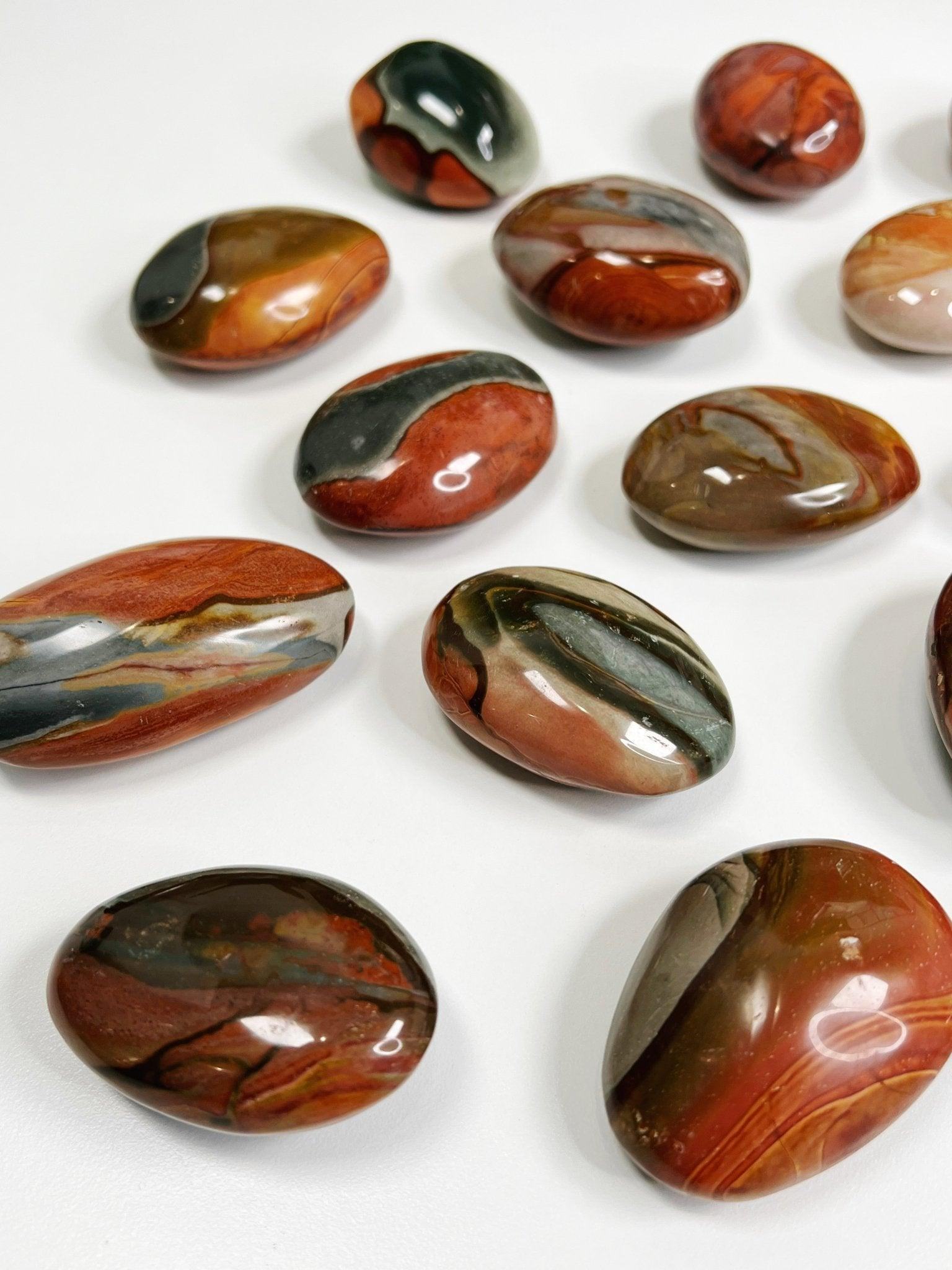 POLYCHROME JASPER PALM STONE - 33 bday, Black Friday sale, end of year sale, holiday sale, jasper, new year sale, palmstone, pocket crystal, pocket stone, polychrome jasper - The Mineral Maven