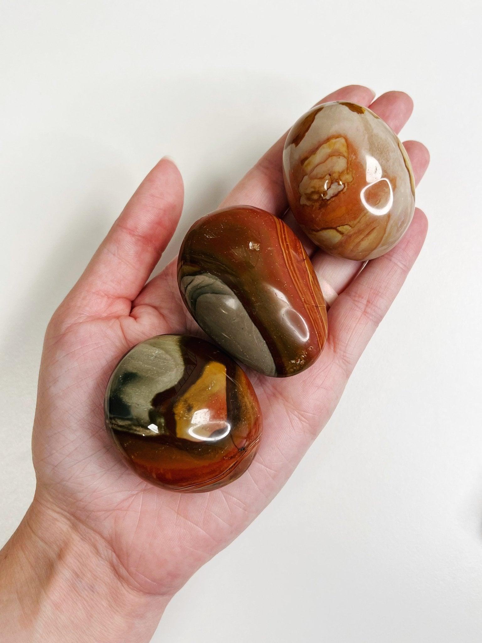 POLYCHROME JASPER PALM STONE - 33 bday, end of year sale, holiday sale, jasper, new year sale, palmstone, pocket crystal, pocket stone, polychrome jasper - The Mineral Maven