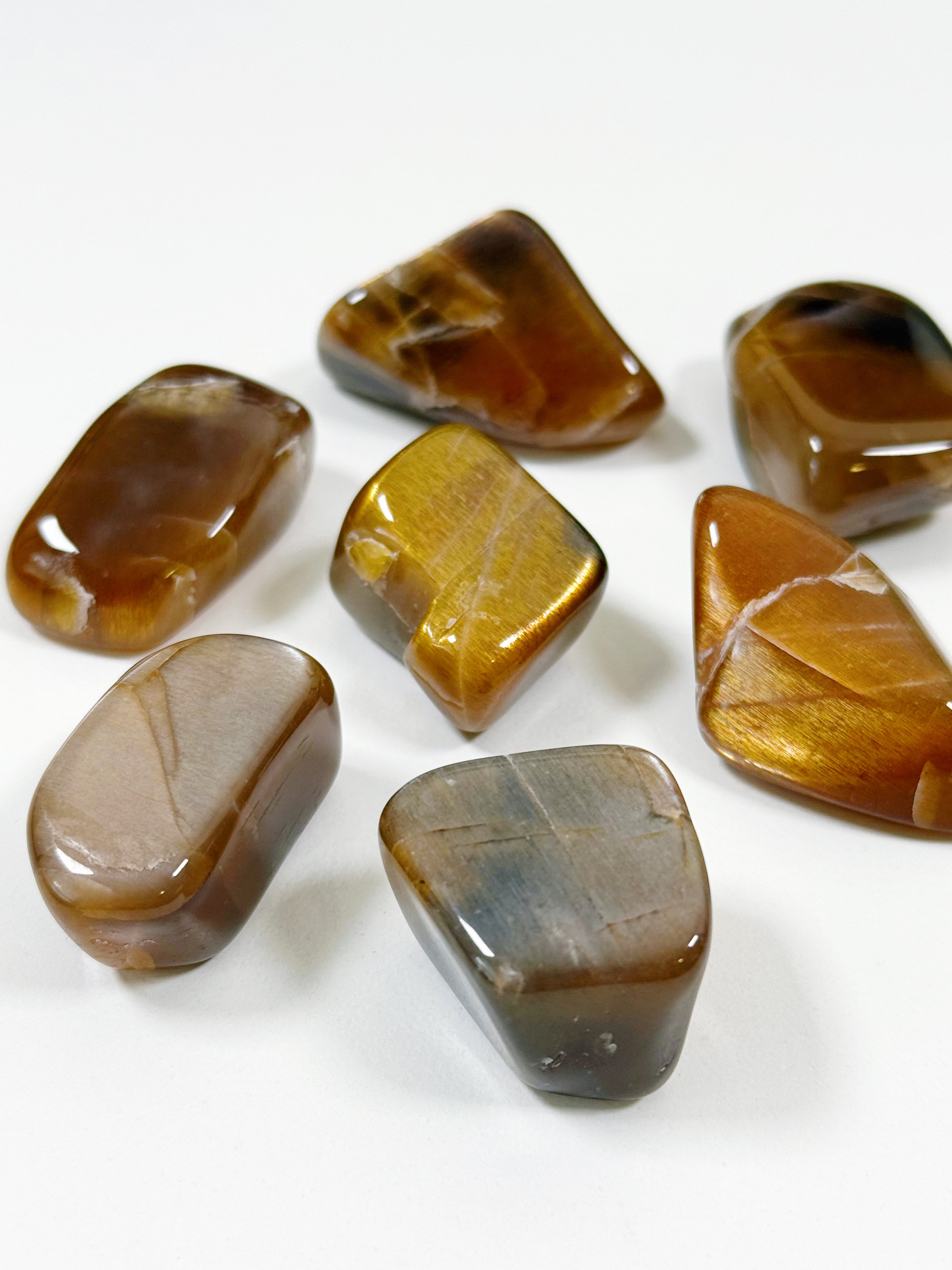 RAINBOW METEOR SHOWER SUNSTONE MOONSTONE TUMBLE - career, confetti sunstone, emotional support, golden sunstone, moonstone, pocket crystal, pocket stone, rainbow meteor shower sunstone, summerween collection, sunstone, tumble - The Mineral Maven