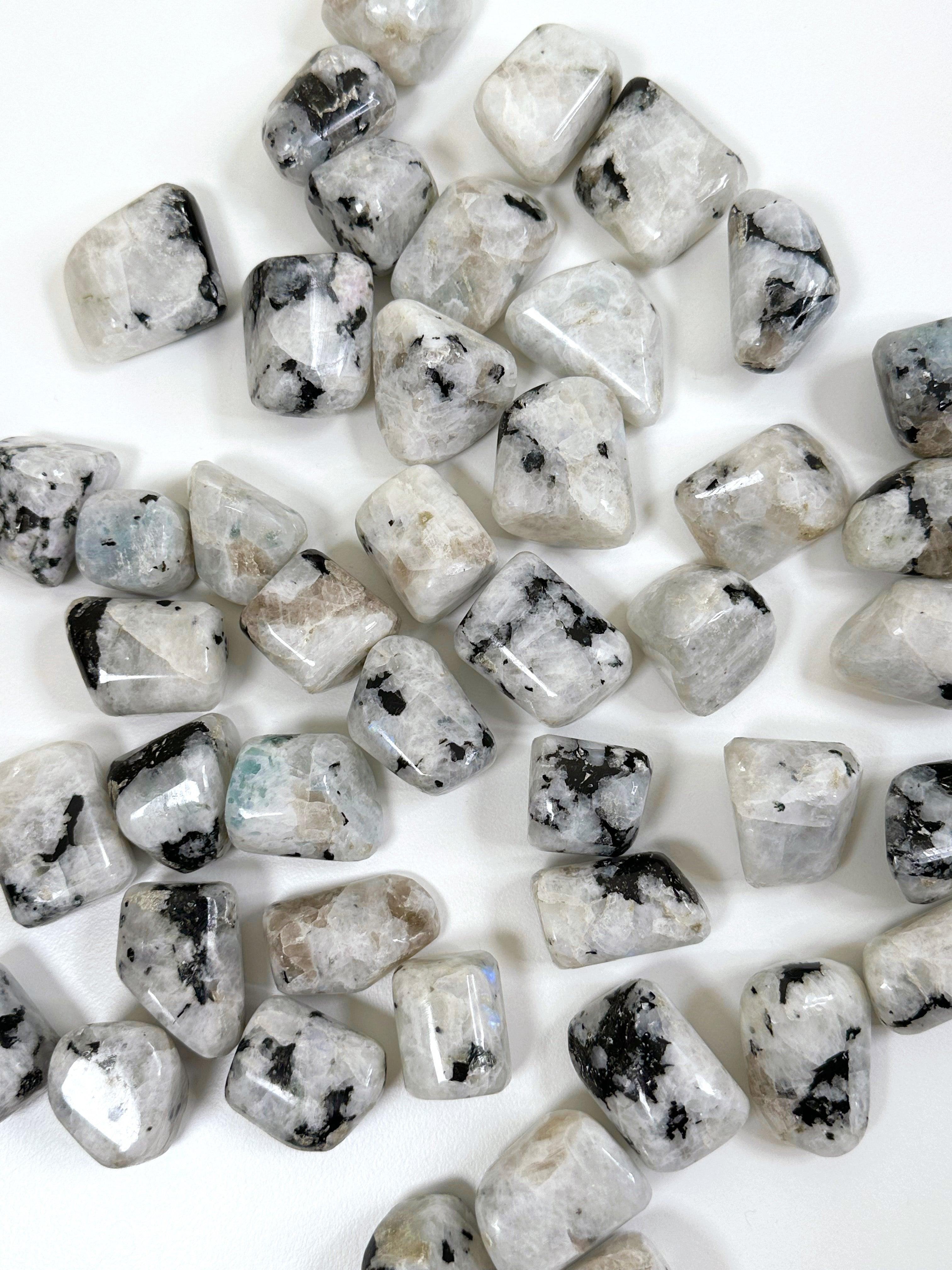 RAINBOW MOONSTONE TUMBLE - 2025 vibes, 33 bday, Black Friday sale, bulk, calm gift bundle, emotional support, end of year sale, fertility, holiday sale, joy gift bundle, moonstone, new beginnings, new beginnings gift bundle, new year sale, pocket crystal, pocket stone, rainbow moonstone, spring things, tumble - The Mineral Maven
