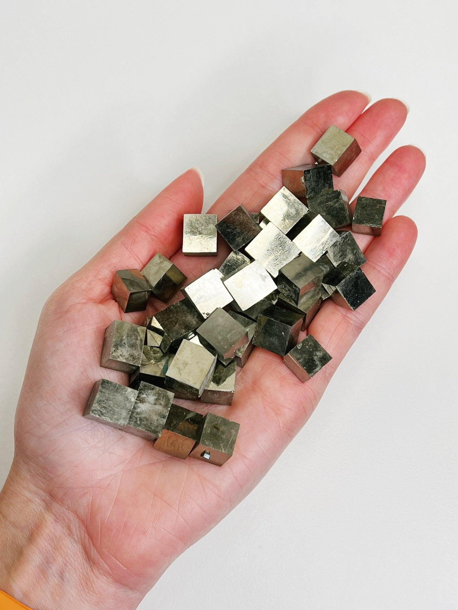 RAW PYRITE CUBE - POCKET SIZED - 2025 vibes, 33 bday, abundance gift bundle, Black Friday sale, career, crystals for beginners, cube, end of year sale, good luck + abundance, holiday sale, Leo szn, new year sale, pocket crystal, pyrite, pyrite cube, tucson update - The Mineral Maven