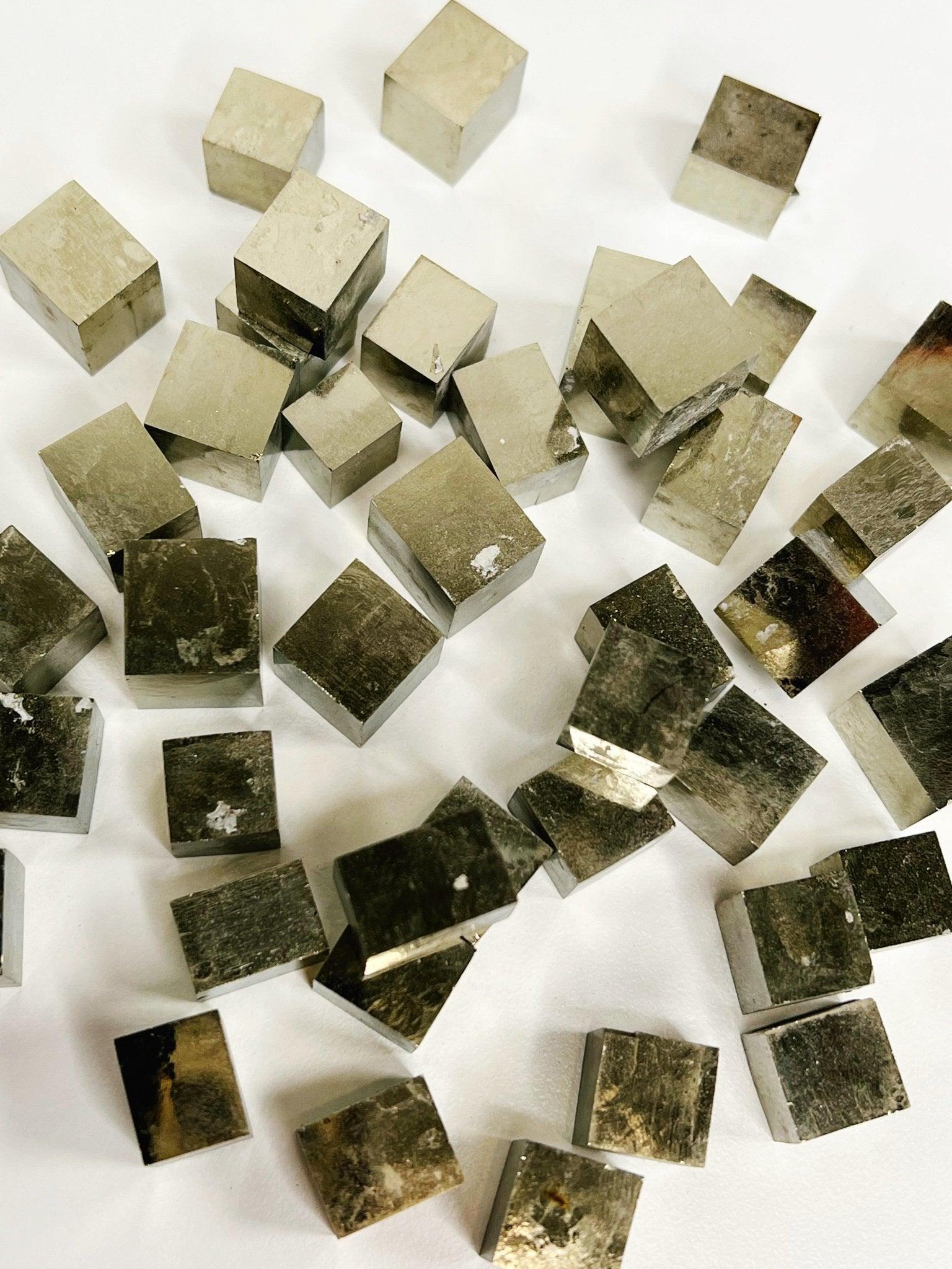 RAW PYRITE CUBE - POCKET SIZED - 2025 vibes, 33 bday, abundance gift bundle, Black Friday sale, career, crystals for beginners, cube, end of year sale, good luck + abundance, holiday sale, Leo szn, new year sale, pocket crystal, pyrite, pyrite cube, tucson update - The Mineral Maven