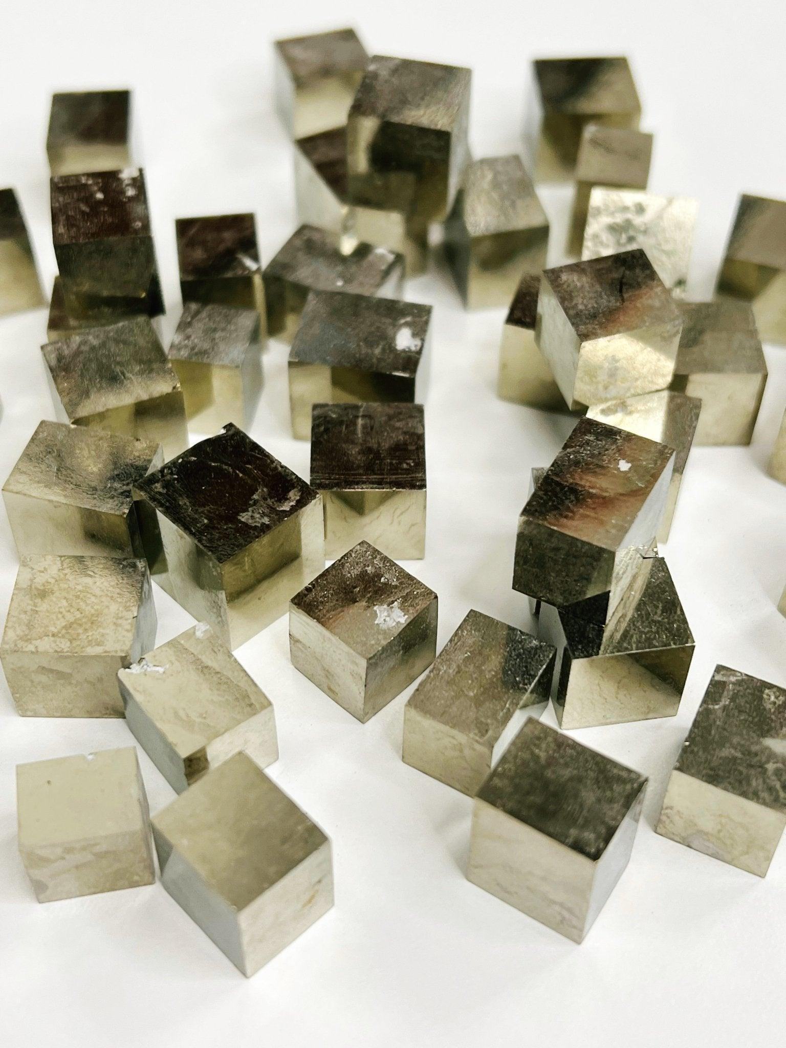 RAW PYRITE CUBE - POCKET SIZED - 2025 vibes, 33 bday, abundance gift bundle, Black Friday sale, career, crystals for beginners, cube, end of year sale, good luck + abundance, holiday sale, Leo szn, new year sale, pocket crystal, pyrite, pyrite cube, tucson update - The Mineral Maven