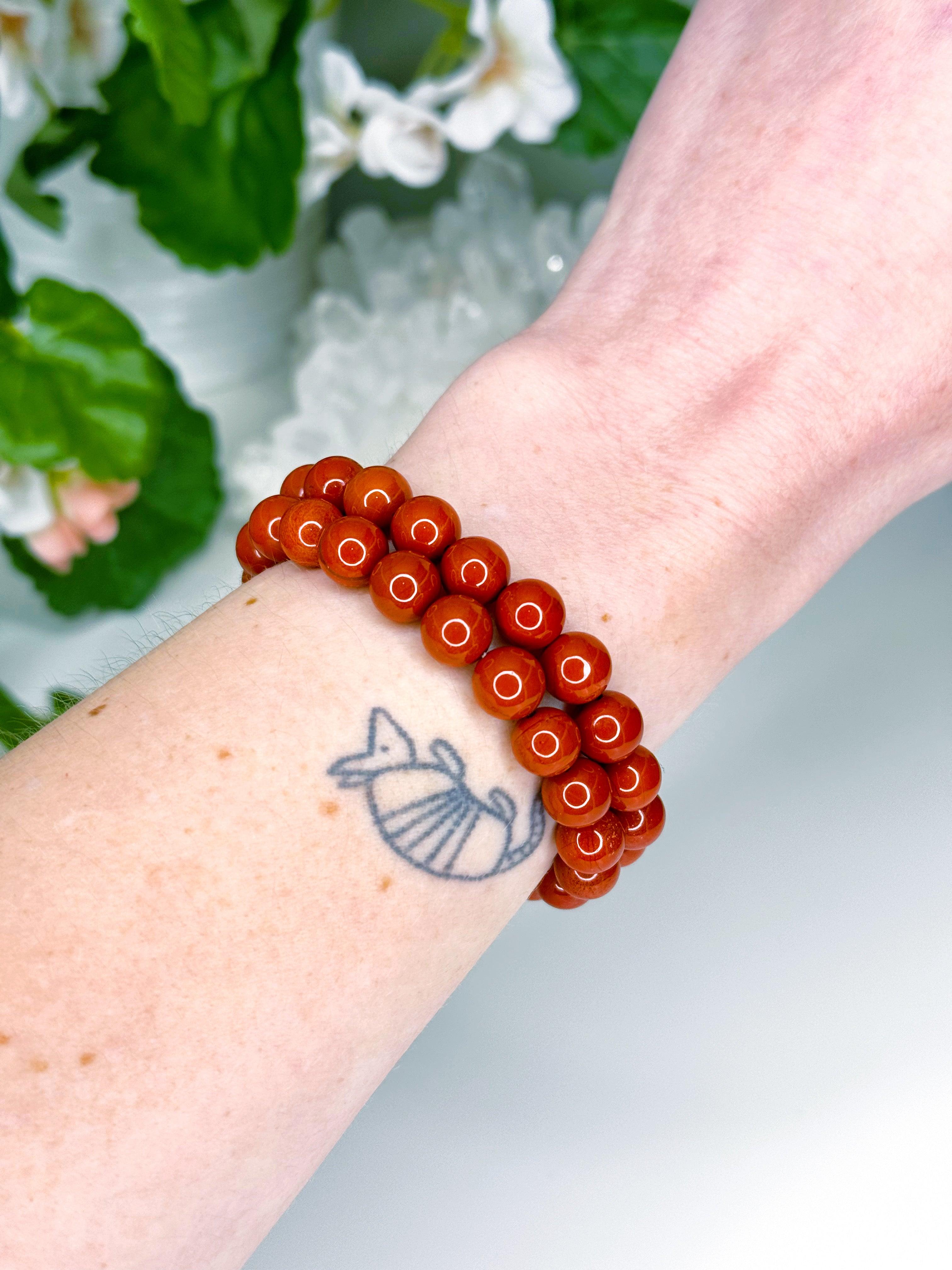 RED JASPER 8mm - HANDMADE CRYSTAL BRACELET - 10 Dec Inventory, 8mm, april astro, aries, aries stack, bracelet, bracelet inventory check, cancer, cancer stack, crystal bracelet, fertility, fire, handmade bracelet, jewelry, June 2025 inventory check, leo, leo stack, market bracelet, mercury retrograde stack, red, red jasper, scorpio, scorpio stack, valentines bracelets, valentines vibes, virgo, virgo stack, Wearable - The Mineral Maven