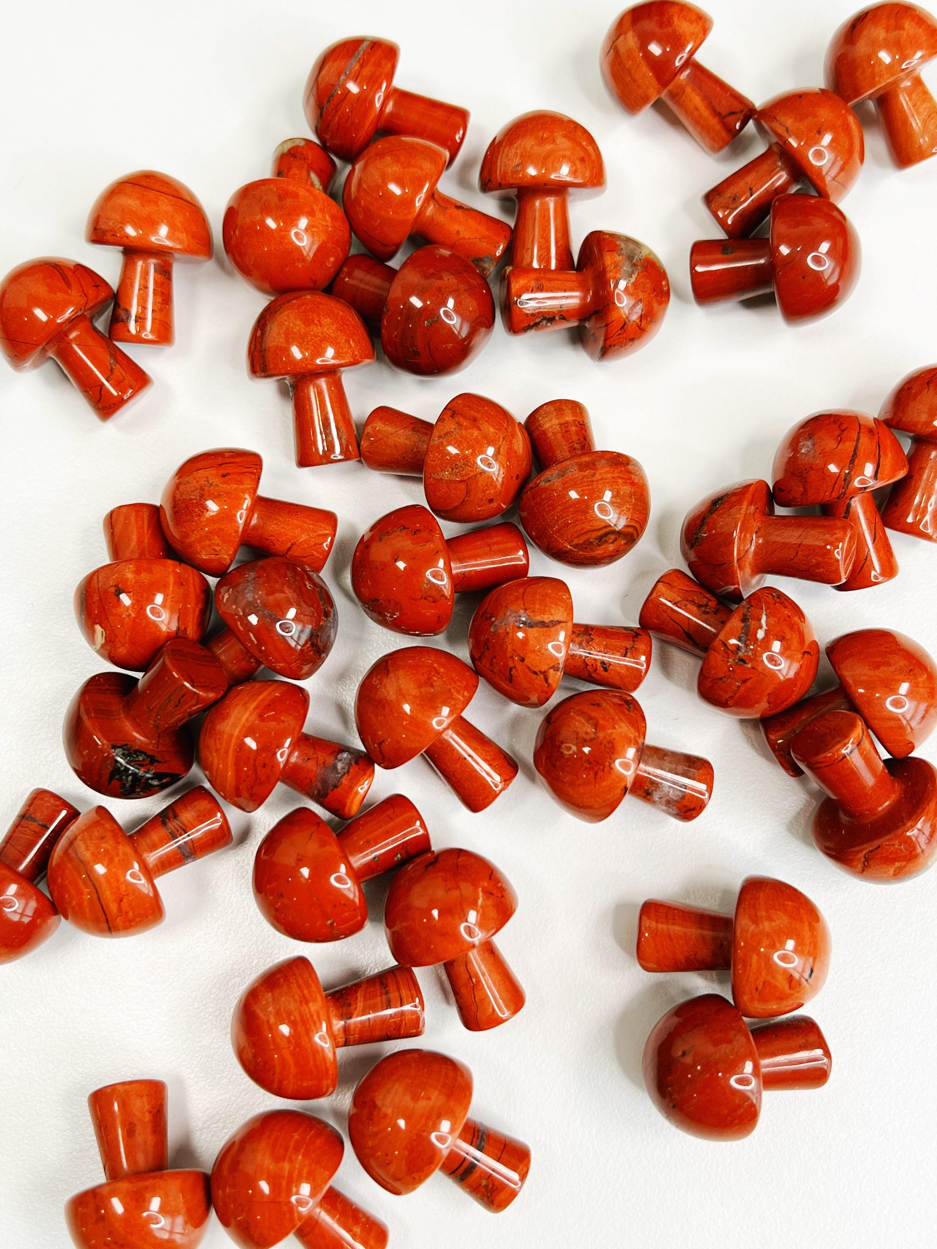 RED JASPER MINI MUSHROOM - 2025 vibes, 33 bday, Black Friday sale, crystal mushroom, end of year sale, fertility, holiday sale, mini mushroom, mushroom, new year sale, pocket crystal, pocket crystals, pocket stone, red jasper - The Mineral Maven