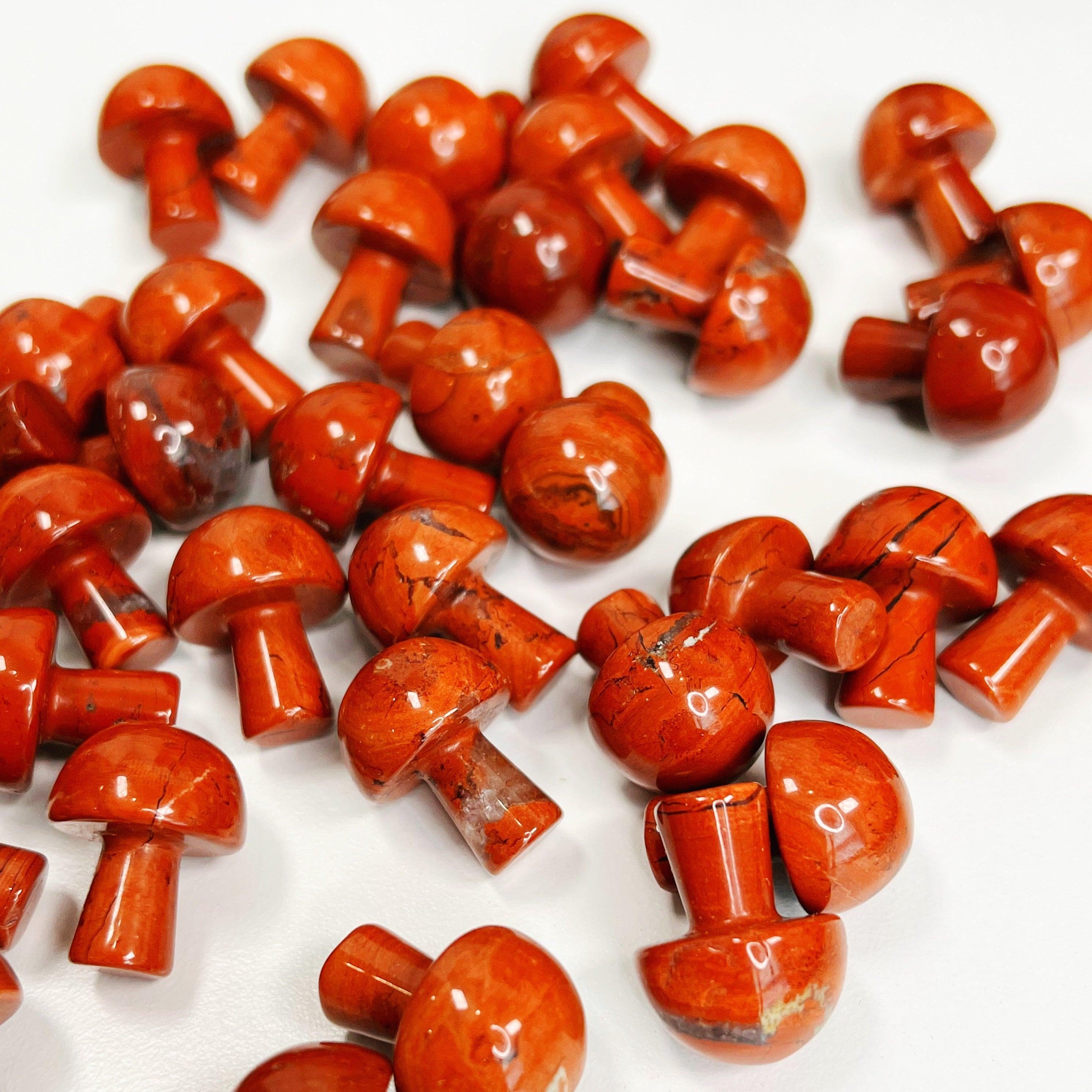 RED JASPER MINI MUSHROOM - 2025 vibes, 33 bday, Black Friday sale, crystal mushroom, end of year sale, fertility, holiday sale, mini mushroom, mushroom, new year sale, pocket crystal, pocket crystals, pocket stone, red jasper - The Mineral Maven